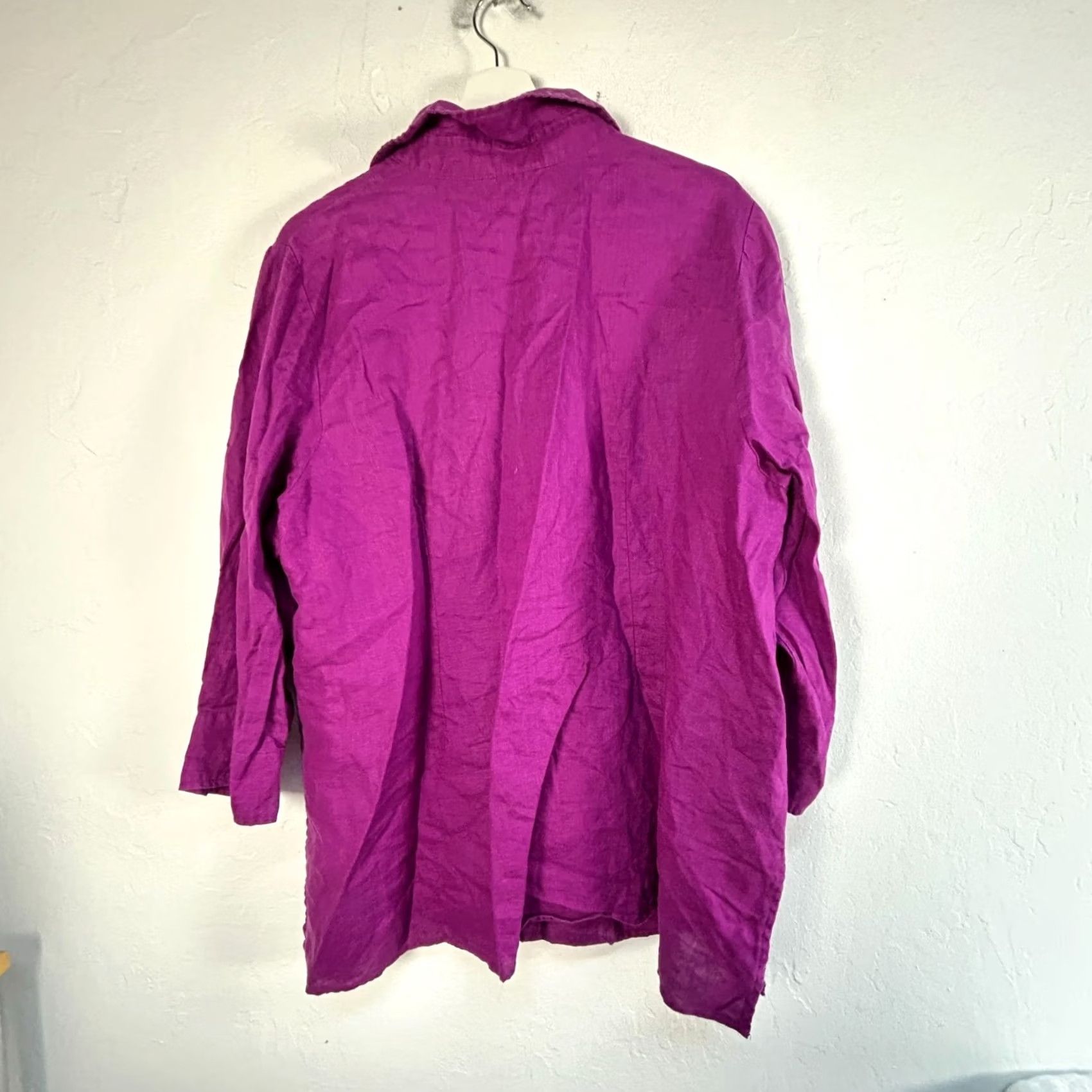 Vintage Richard Malcolm Womens Linen Shirt Tunic 2X Button-Up Purple Long Sleeve Casual Size XXL / US 16-18 / IT 52-54 - 2 Thumbnail