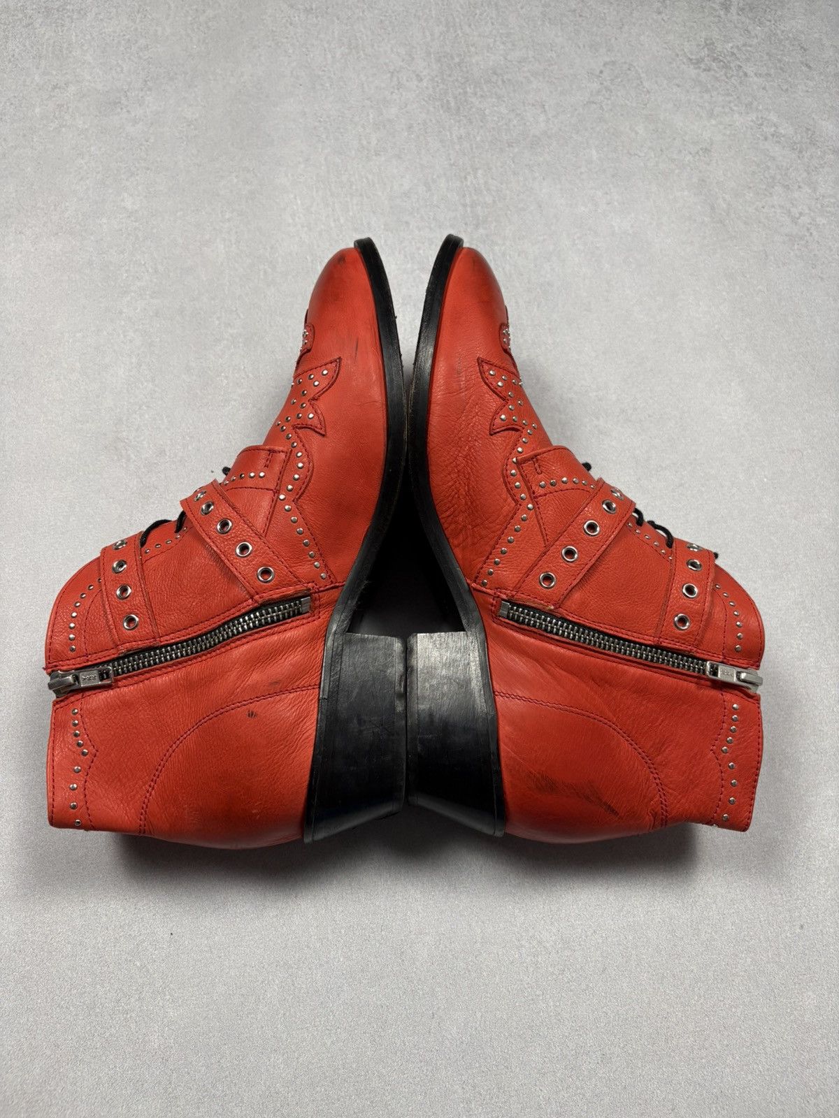 Other Air & Grace London Red Western Buckle Leather Boots 43 West Size US 10 / EU 43 - 6 Thumbnail