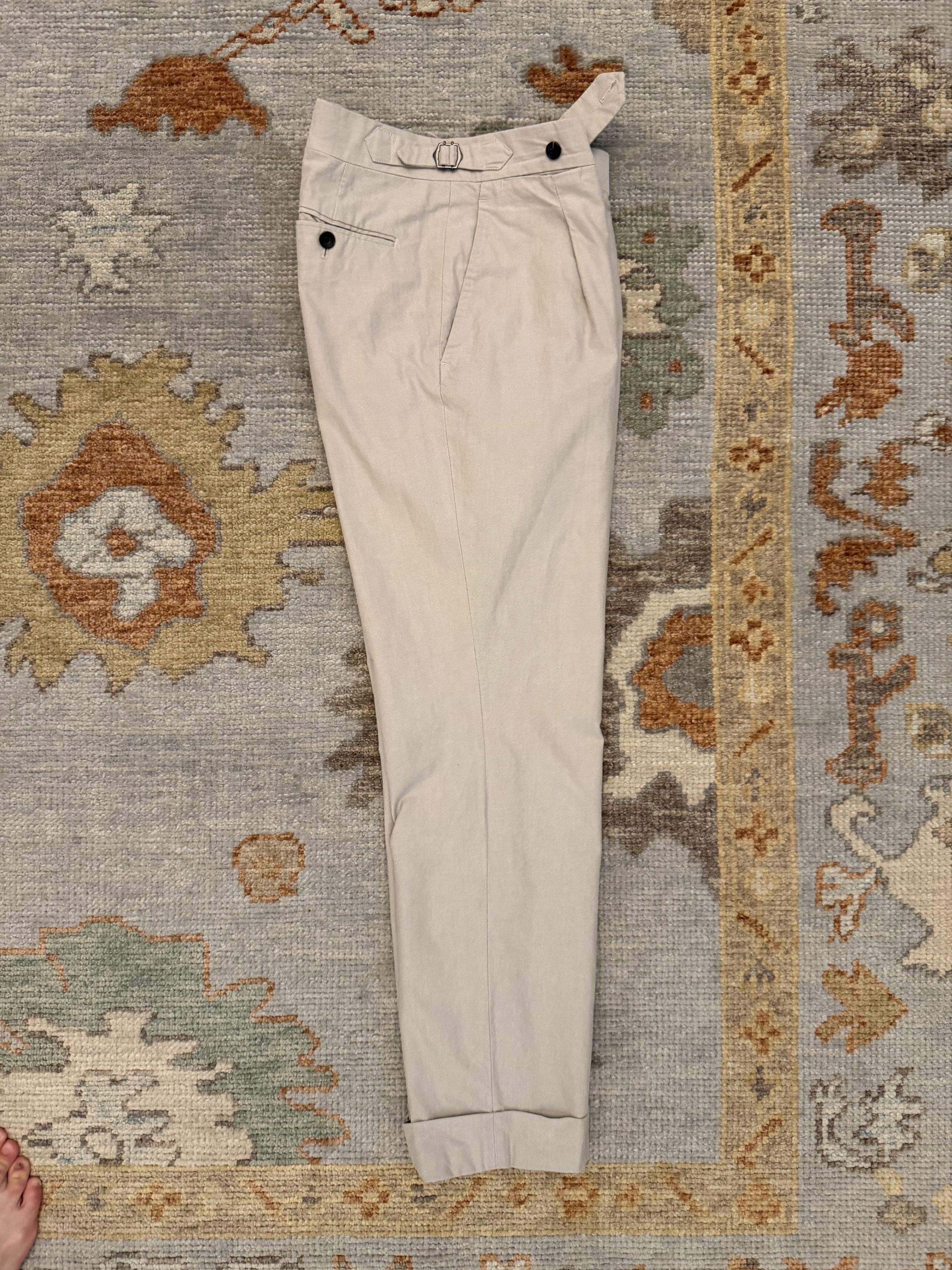 Anglo-Italian Cotton/silk trousers - stone - size 36 Size 36R - 2 Thumbnail