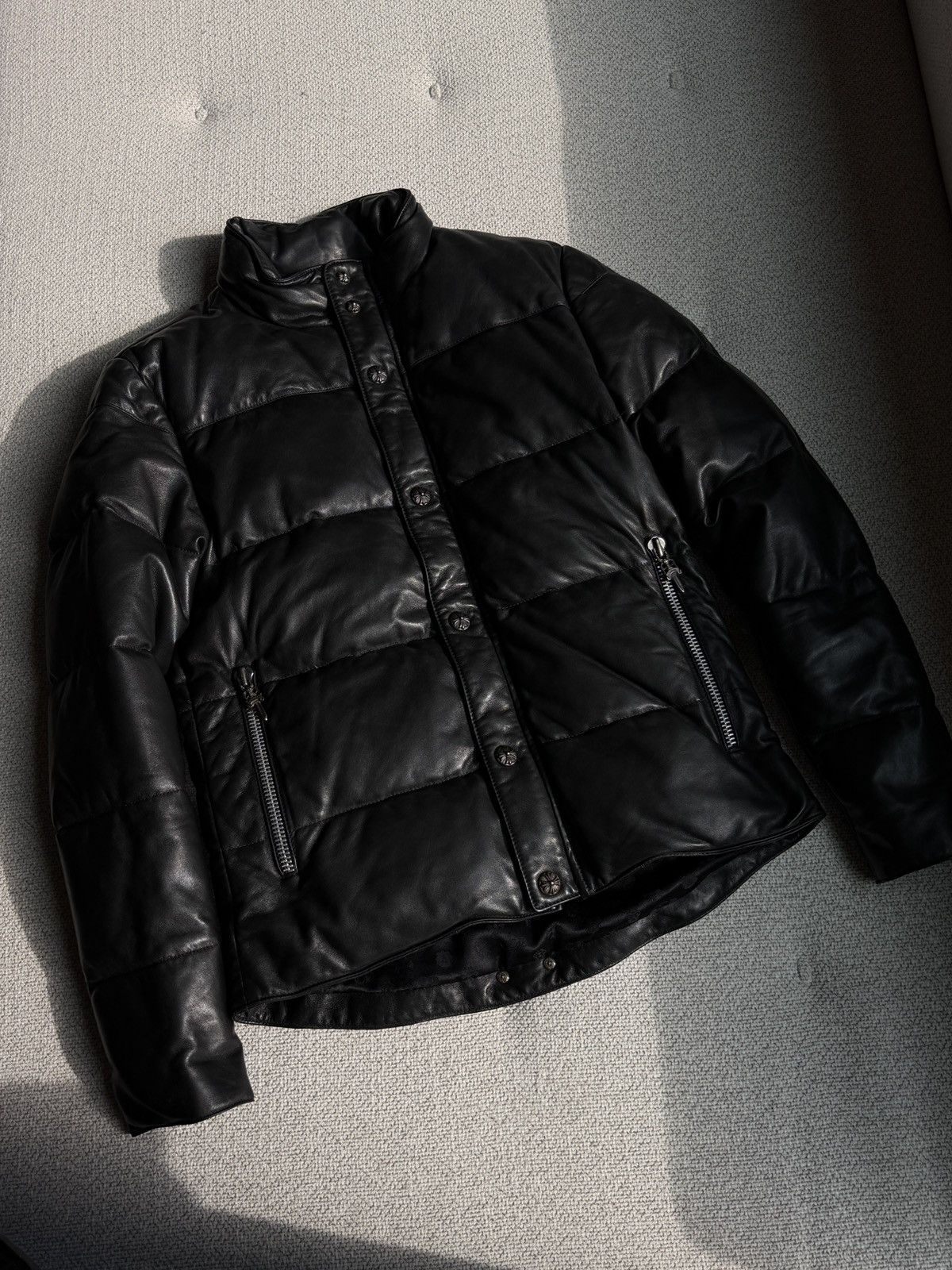 Chrome Hearts Black Leather Down Jacket Size US S / EU 44-46 / 1 - 6 Thumbnail