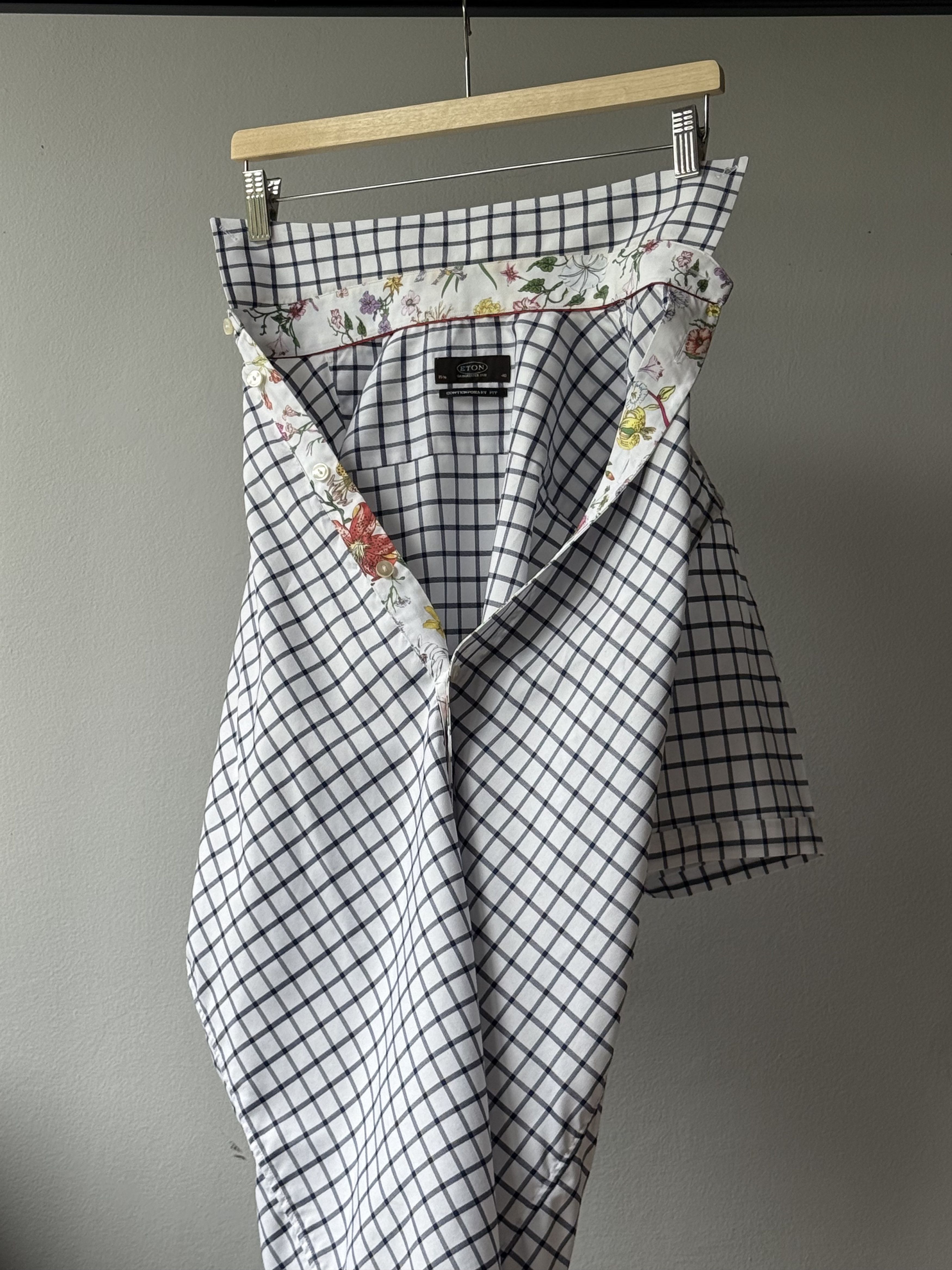 Eton Eton Ganghester 1928 Contemporary Fit Plaid Floral S/S Shirt Size US M / EU 48-50 / 2 - 9 Thumbnail