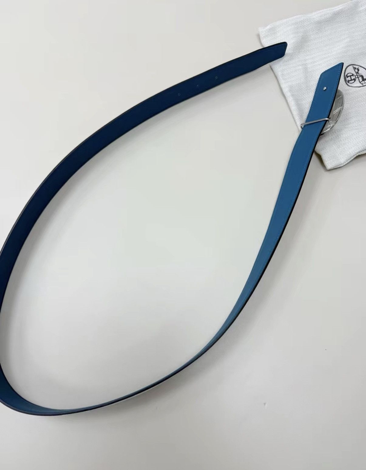 Hermes HERMES Belt (Lake Blue / White) J30 Size ONE SIZE - 4 Thumbnail