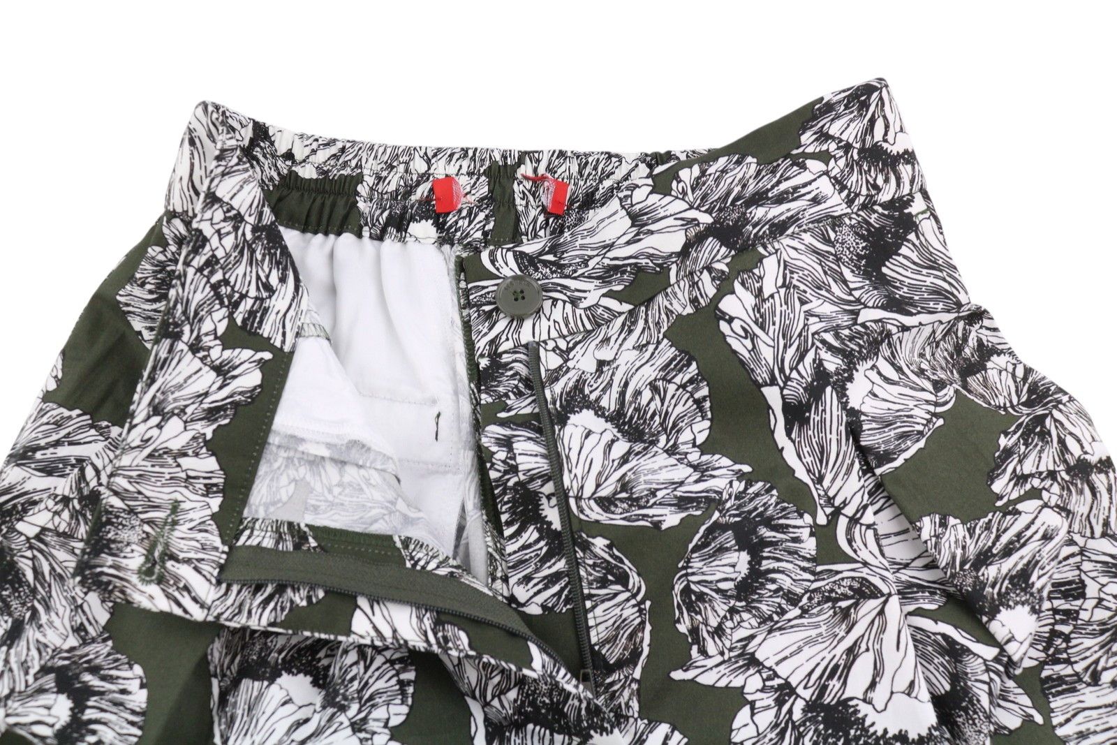 MAX&Co. EU34 Khaki Floral Print Cotton Elastic Waist Cropped 88901 Size 24" / US 00 / IT 34 - 5 Thumbnail