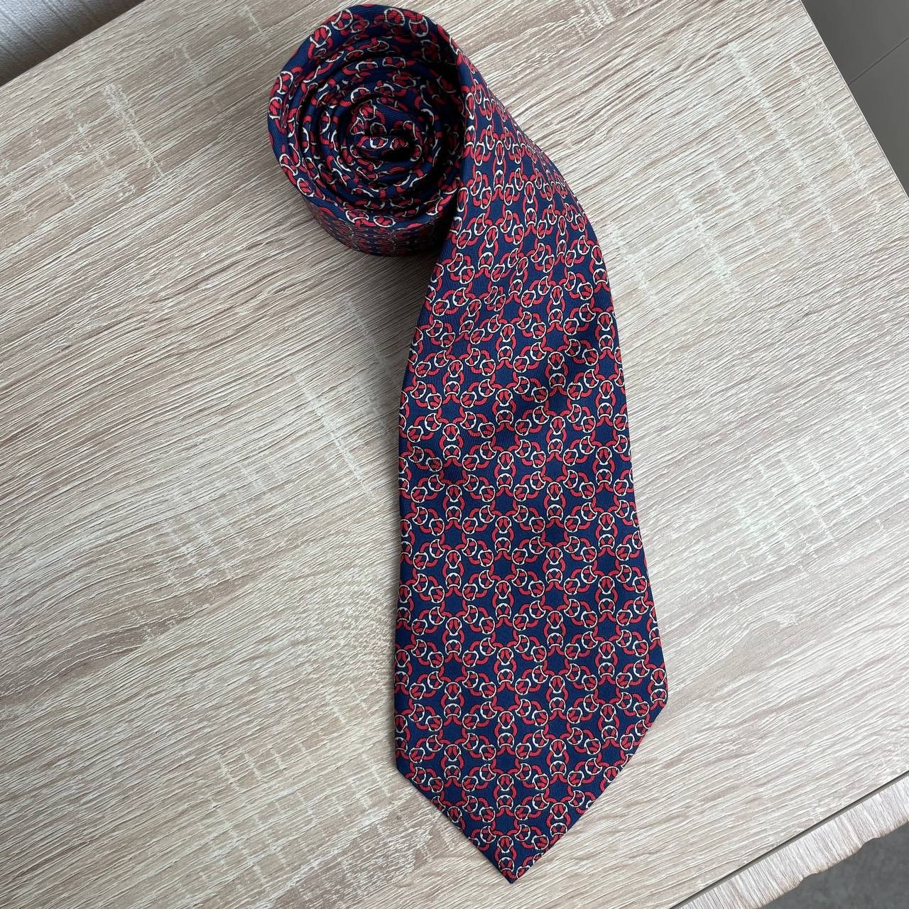 Hermes Hermes Paris Silk Tie 7520 IA Chains Blue Size ONE SIZE - 2 Thumbnail