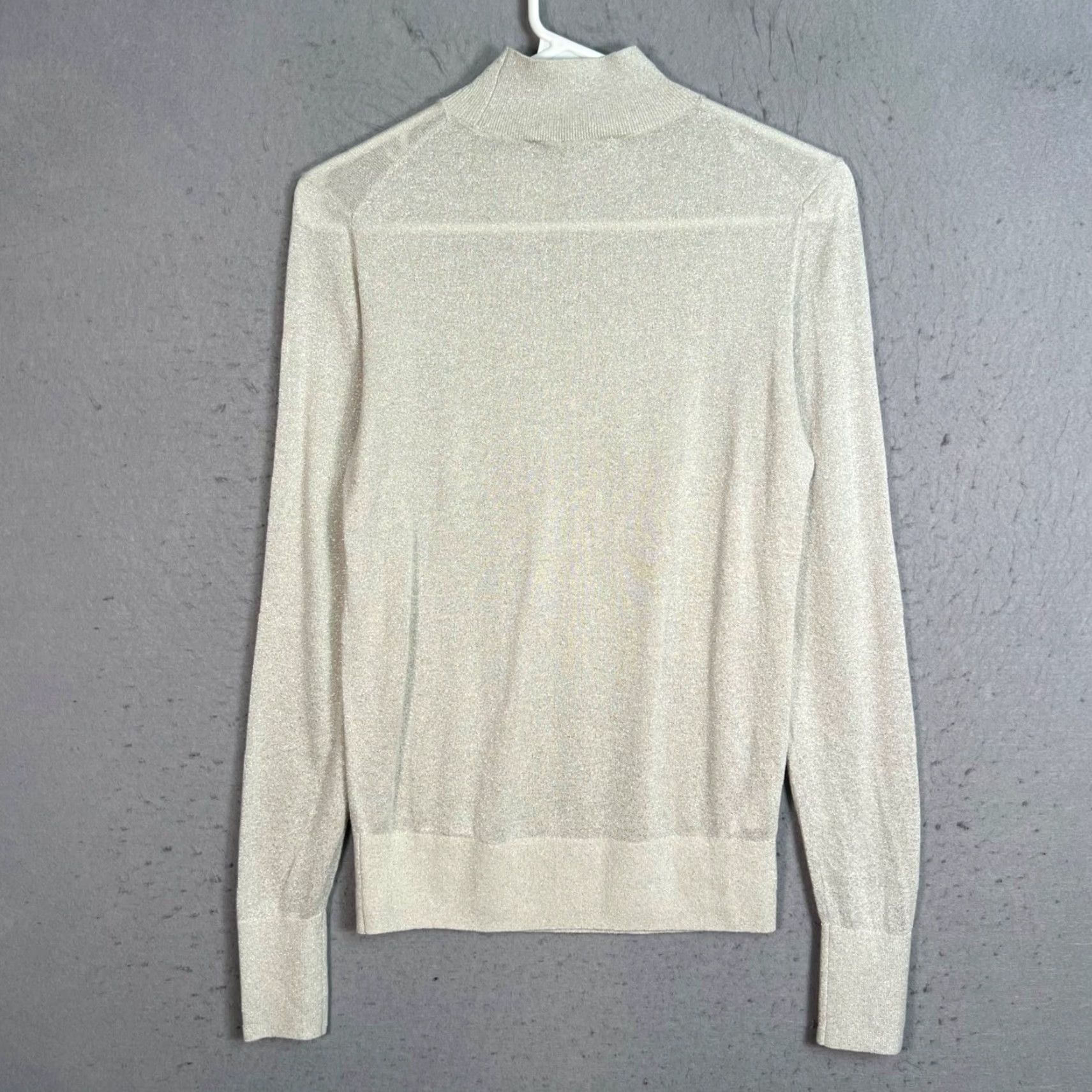 Loft VINTAGE Loft Womens Small Metallic Beige Mock Neck Long Sleeve Sweater NEW! Size S / US 4 / IT 40 - 2 Thumbnail