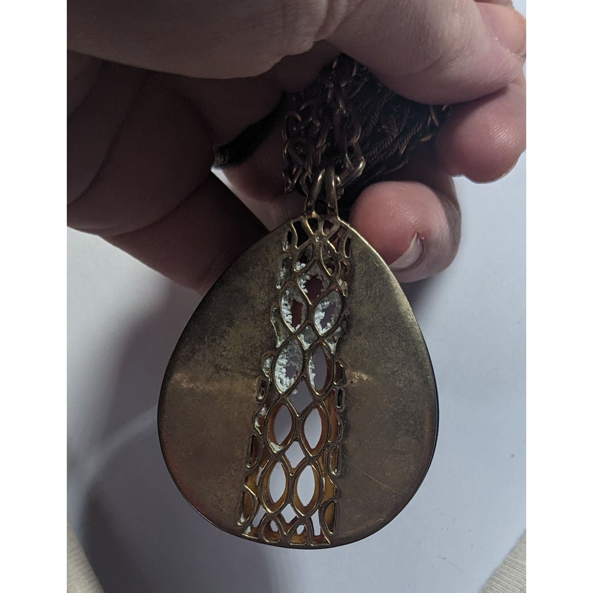 Liz Claiborne Vintage Liz Claiborne Tortoise Lucite Filigree Teardrop Pend Size ONE SIZE - 7 Thumbnail