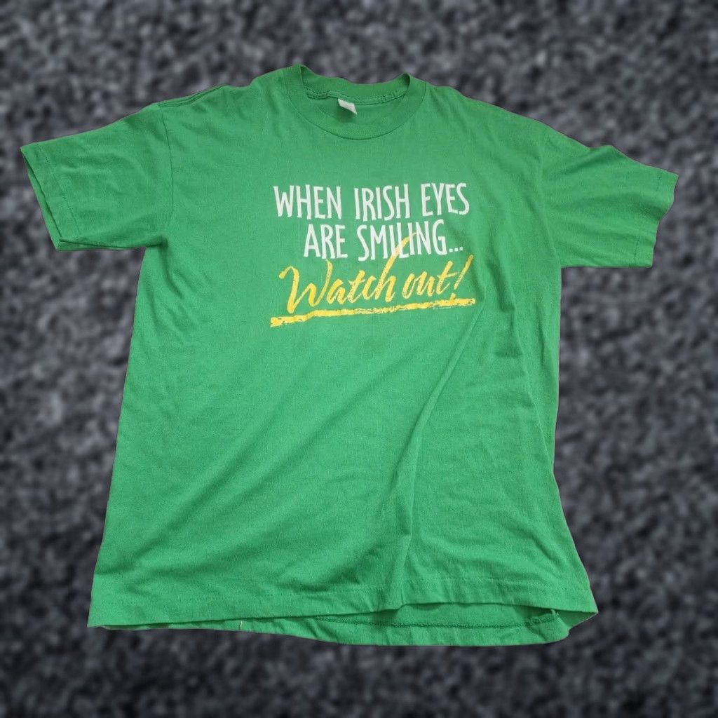 Vintage VINTAGE 90s Hallmark XL Mens Green Short Sleeve Graphic T Shirt When Irish Eyes Are Smiling St Patricks Day Logo Size US XL / EU 56 / 4 - 1 Thumbnail