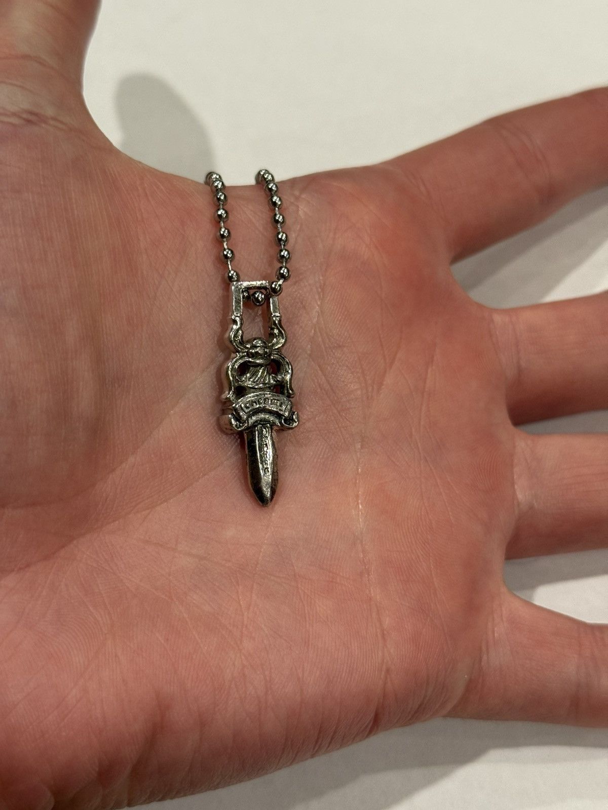 Chrome Hearts Chrome Hearts Rhodium Dagger Pendant Ball Chain Necklace 925 Size ONE SIZE - 3 Thumbnail