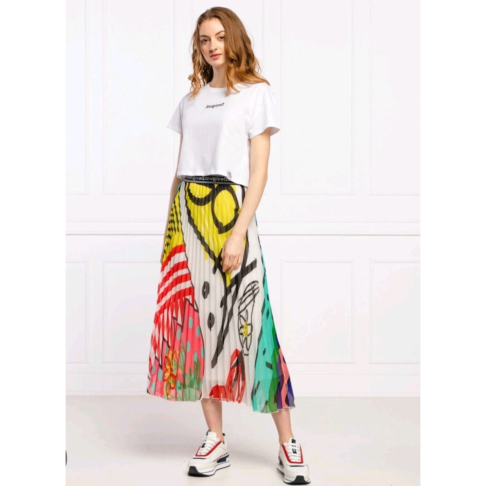 Desigual Desigual Women's Midi Multicolor Skirt Size 36 USA 8 Size 30" / US 8 / IT 44 - 1 Thumbnail