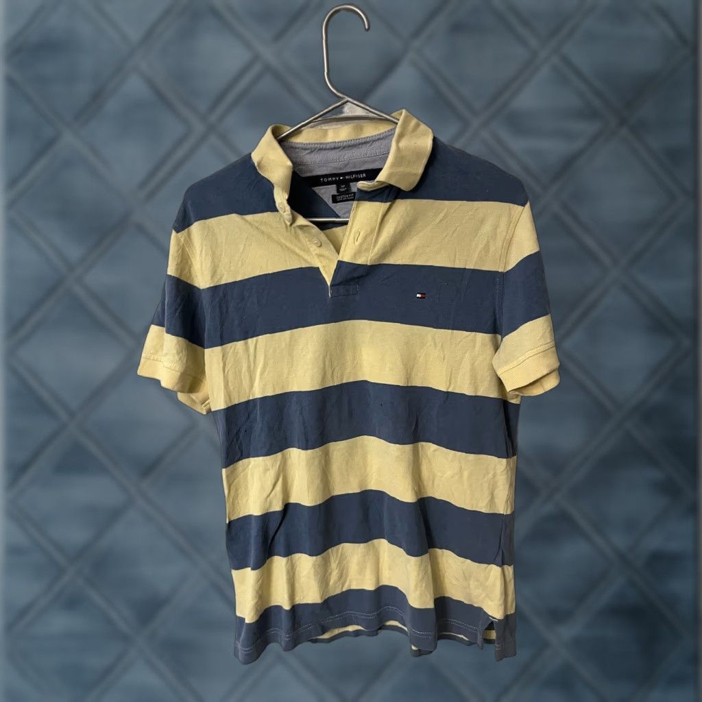 Tommy Hilfiger Tommy Hilfiger Polo Shirt Men's Small Blue Yellow Striped Knit Custom Fit Polo Shirt Casual Short Sleeve Cotton Logo Classic Mens Size US S / EU 44-46 / 1 - 1 Thumbnail