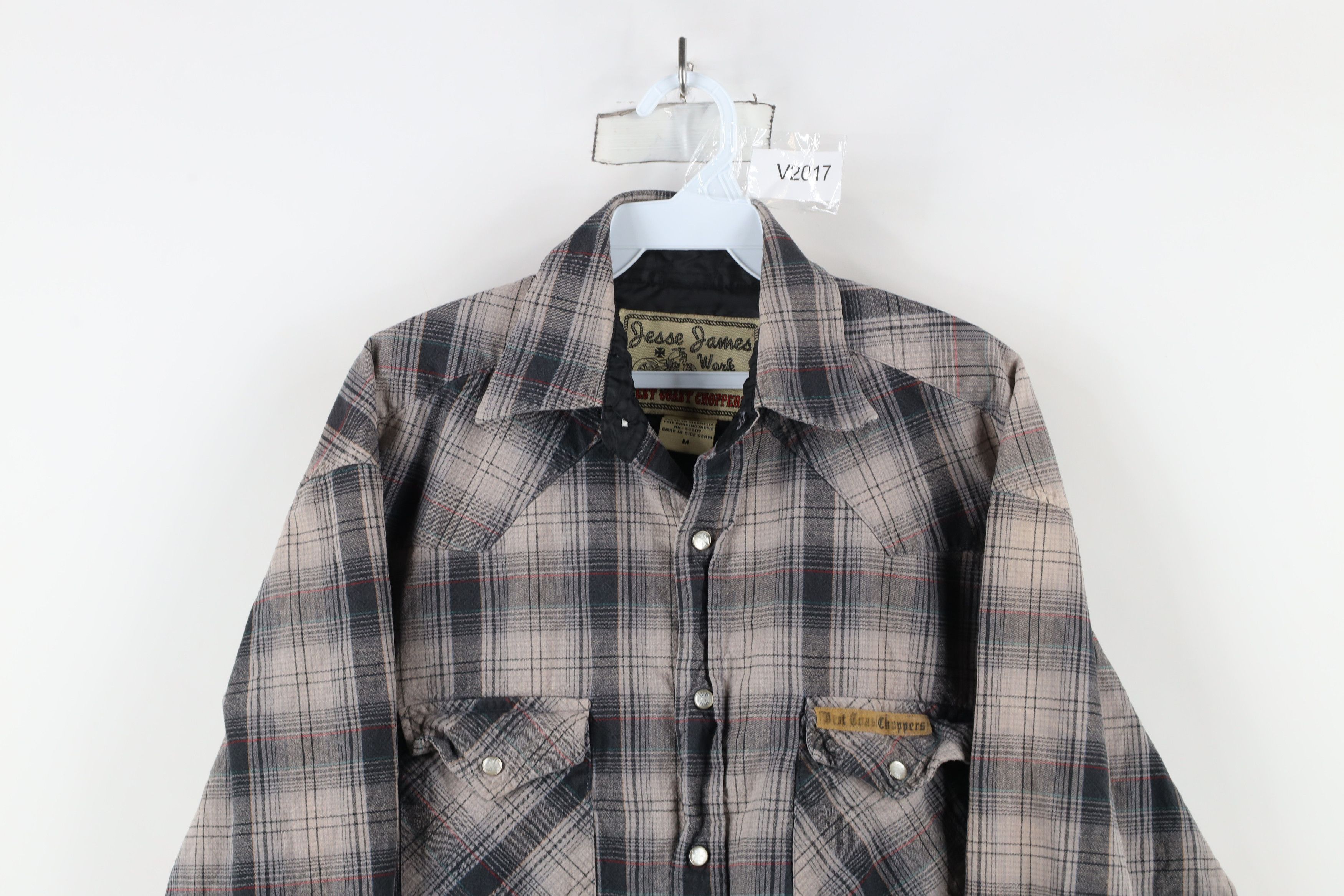 Vintage West Coast Choppers Jesse James Snap Button Shirt Plaid Size US M / EU 48-50 / 2 - 2 Thumbnail