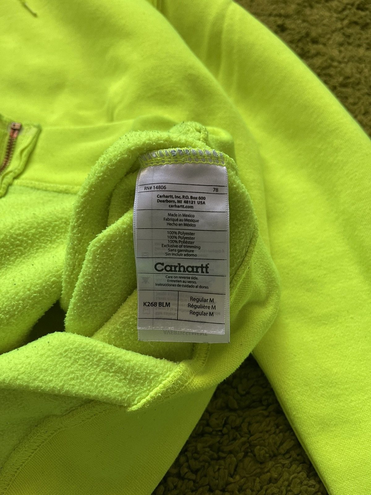 Carhartt × Carhartt Wip Carhartt workcore style neon green hoodie Size US M / EU 48-50 / 2 - 9 Thumbnail
