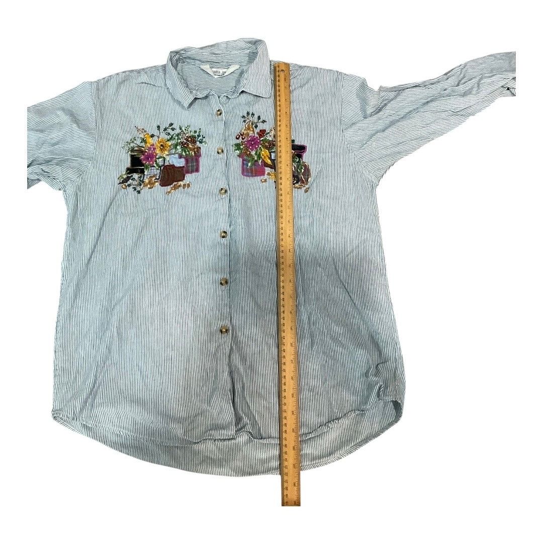 Other Victoria Jones Embroidered Flowers Top Stripe 18 Size XXL / US 16-18 / IT 52-54 - 3 Thumbnail