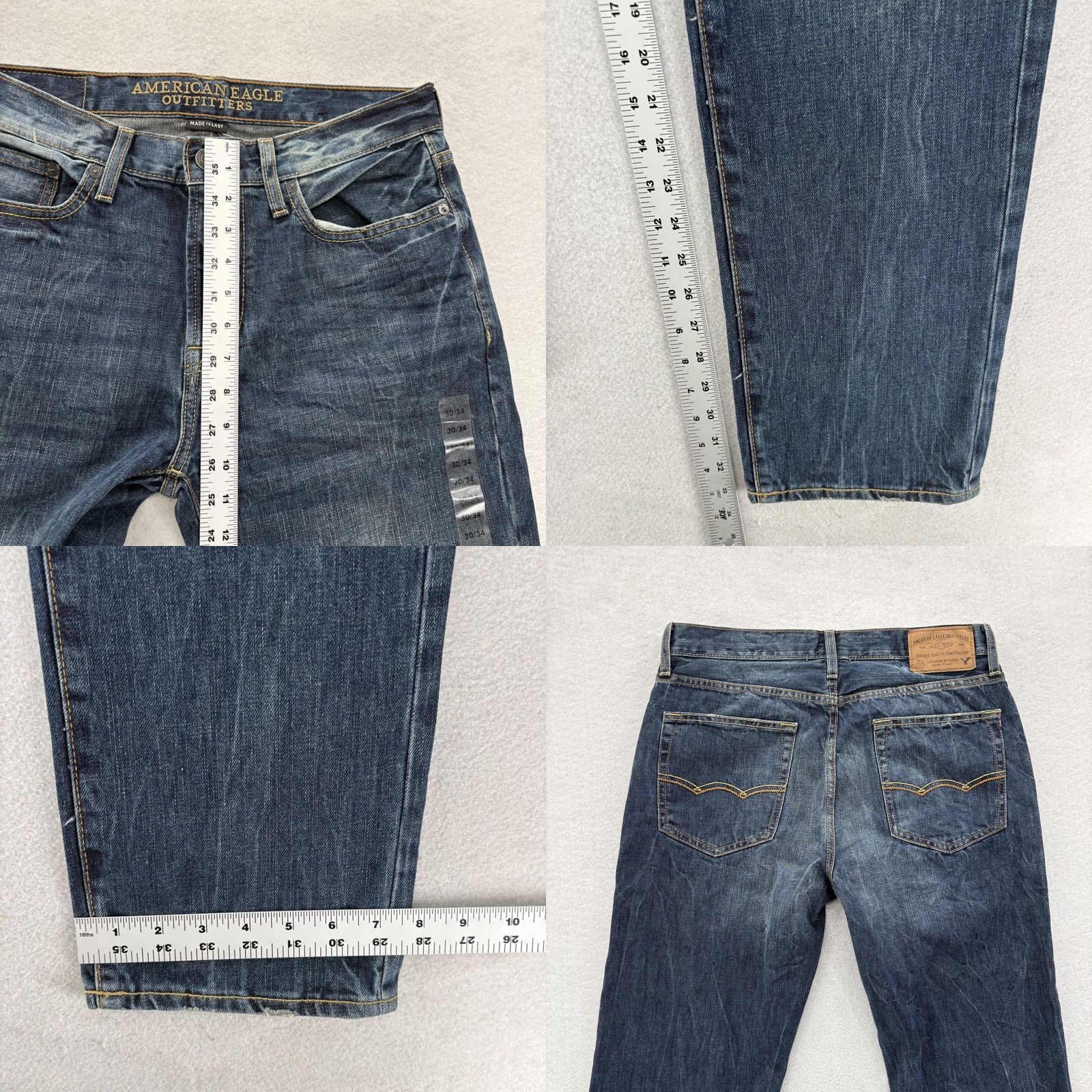 American Eagle Outfitters American Eagle Slim Straight Jeans Mens 30x34 Blue Medium Wash Denim NWT Casual Pockets Logo Classic Straight Mens Size US 30 / EU 46 - 8 Thumbnail
