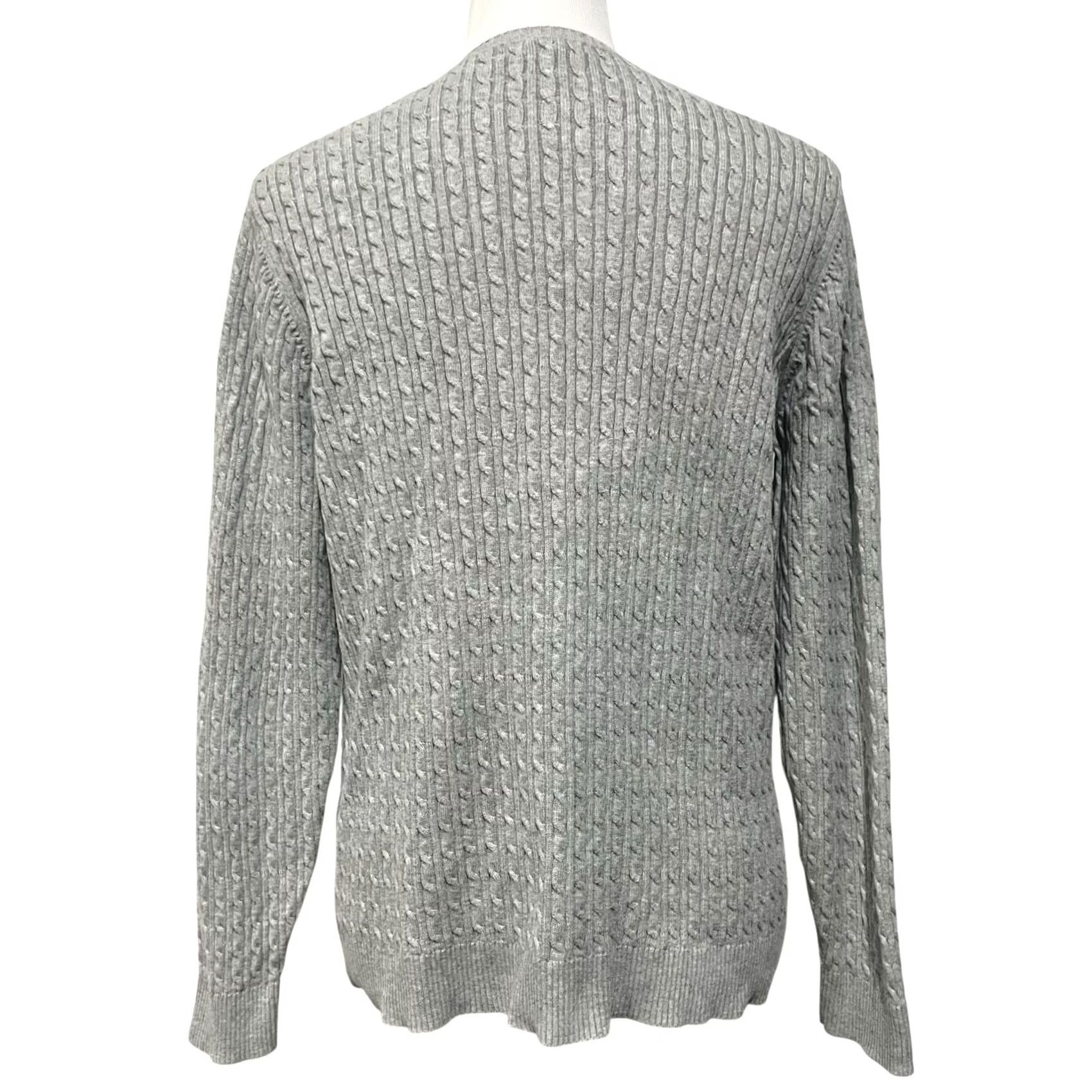 Lands' End Lands’ End Sweater Womens L 100% Cotton Cable Knit Gray Lightweight Crew Neck Pullover Mens? Womens Size L / US 10 / IT 46 - 5 Thumbnail