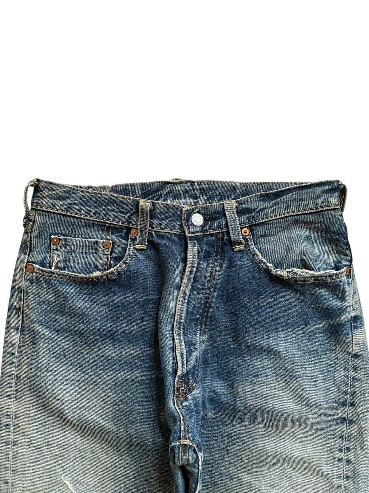 Japanese Brand Vintage Japanese Brand Selvedge Mud Wash Rip Baggy Jeans Size US 31 - 5 Thumbnail