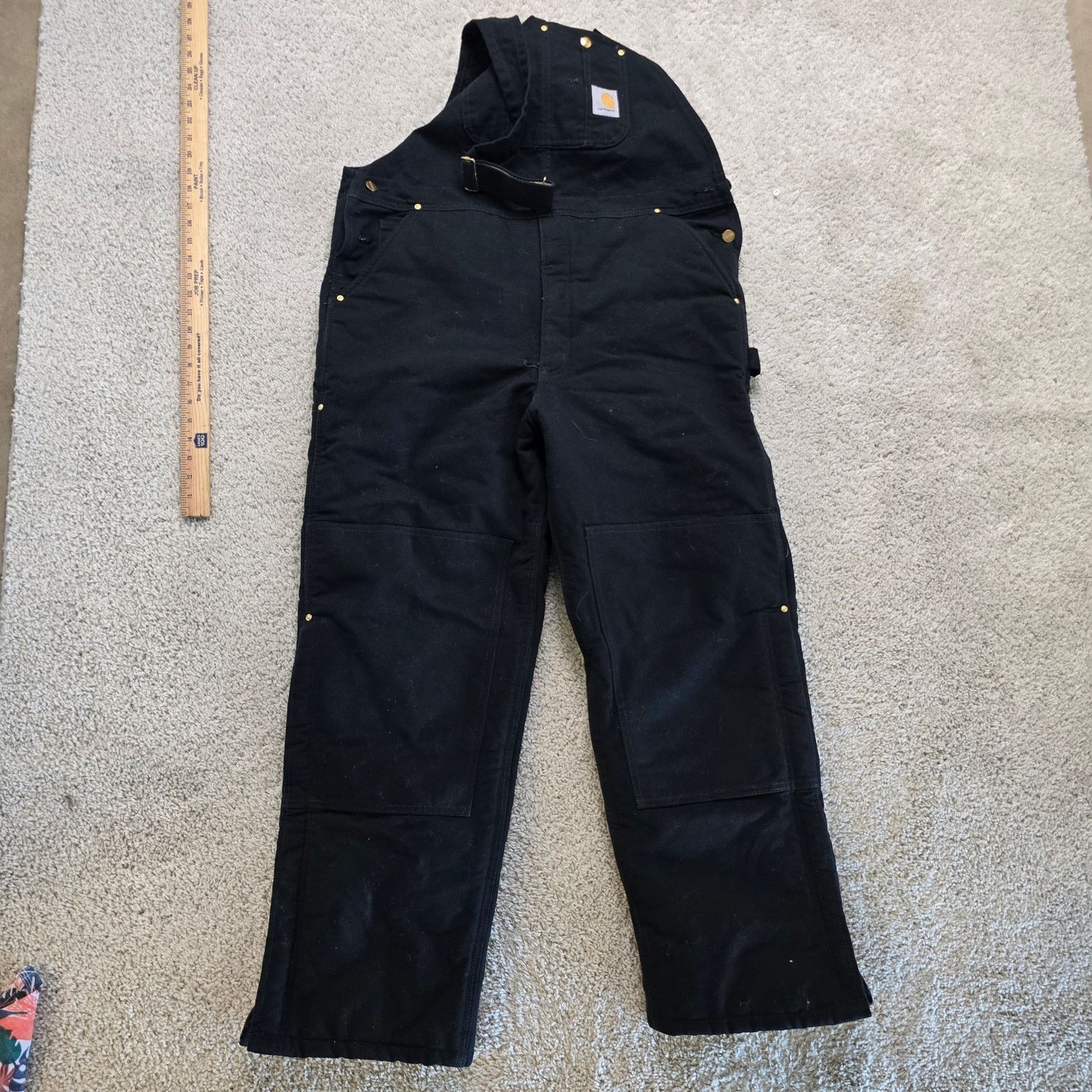 Carhartt Carhartt RO3 Blk Insulated Legs-Double Bib Overalls 42x32 Size 40" / US 18 - 1 Thumbnail