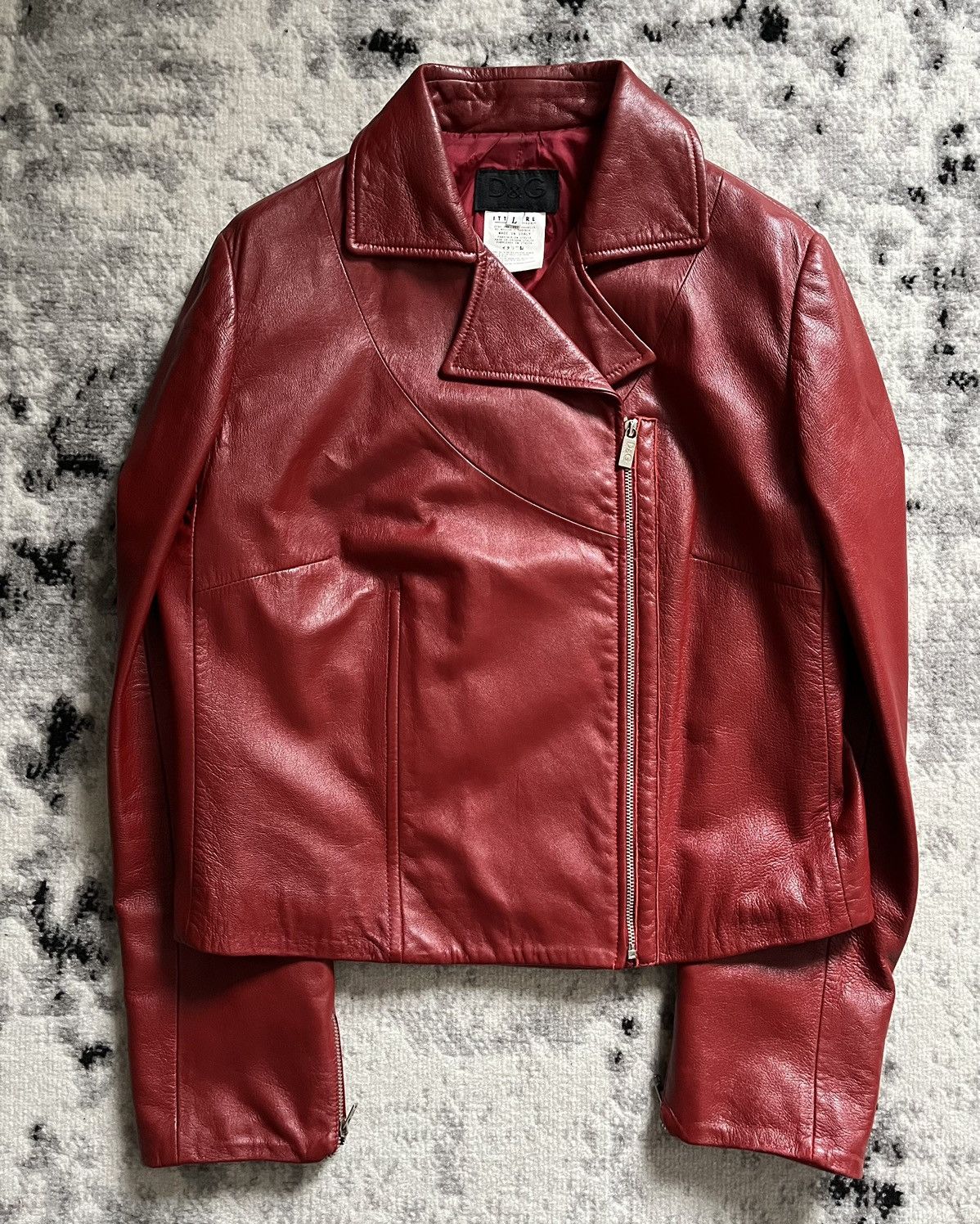 image of Archival Clothing x Dolce Gabbana 00S Dolce & Gabbana Red Biker Leather Jacket, Women's (Size Small