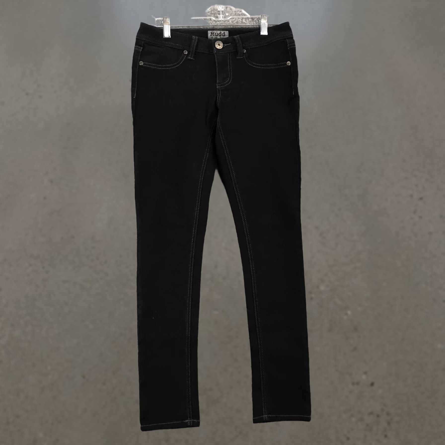 Vintage Mudd Love Peace Happiness Skinny Jeans Womens 5 Black Denim Low Rise Button Zip Size 27" / US 4 / IT 40 - 1 Thumbnail