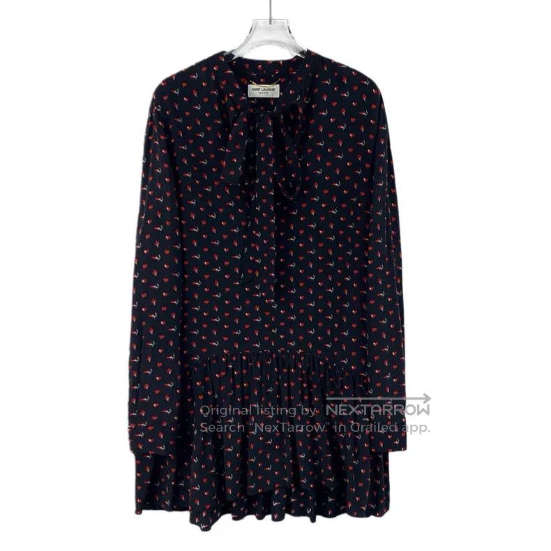 Saint Laurent Paris Saint Laurent Paris Black Silk Chiffon Tie-Belt Bow Long-S Size XXS / US 00 / IT 34 - 1 Thumbnail