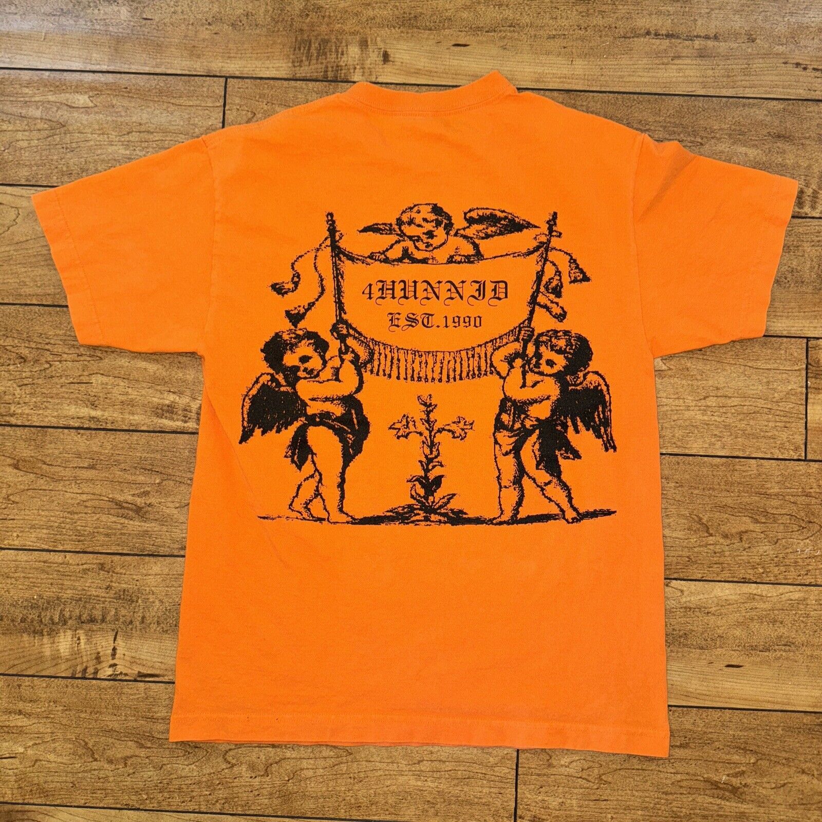 Band Tees × Vintage 4 Hunnid Angels T-Shirt Orange Medium 19x25.5 Size US M / EU 48-50 / 2 - 4 Thumbnail