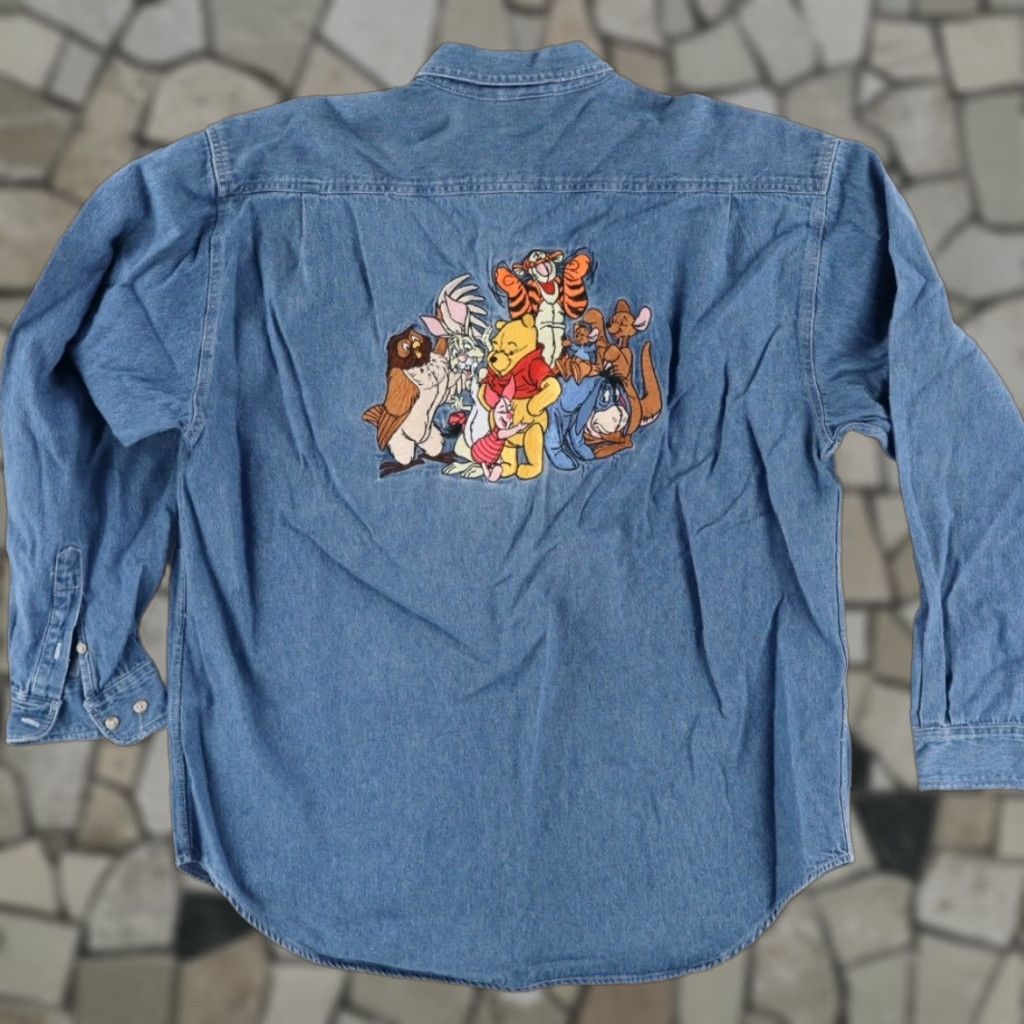 Disney VINTAGE Disney Winnie Pooh Embroidered Denim Button Up Shirt Blue Mens L Size US L / EU 52-54 / 3 - 1 Thumbnail