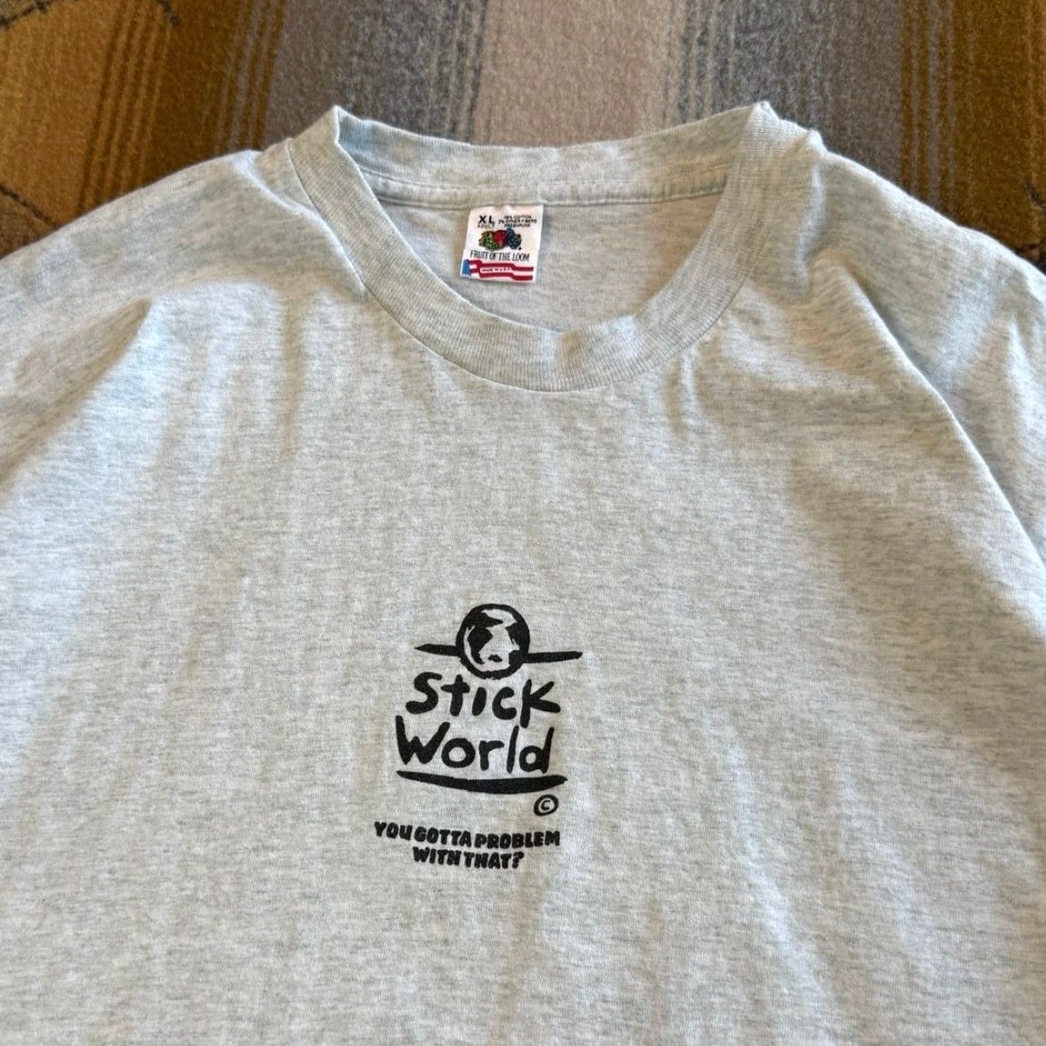 Fruit Of The Loom VINTAGE 90s Fruit of the Loom T-Shirt Shopaholic Shopping Humor Funny Gray XL Men M Shirts Size US XL / EU 56 / 4 - 6 Thumbnail