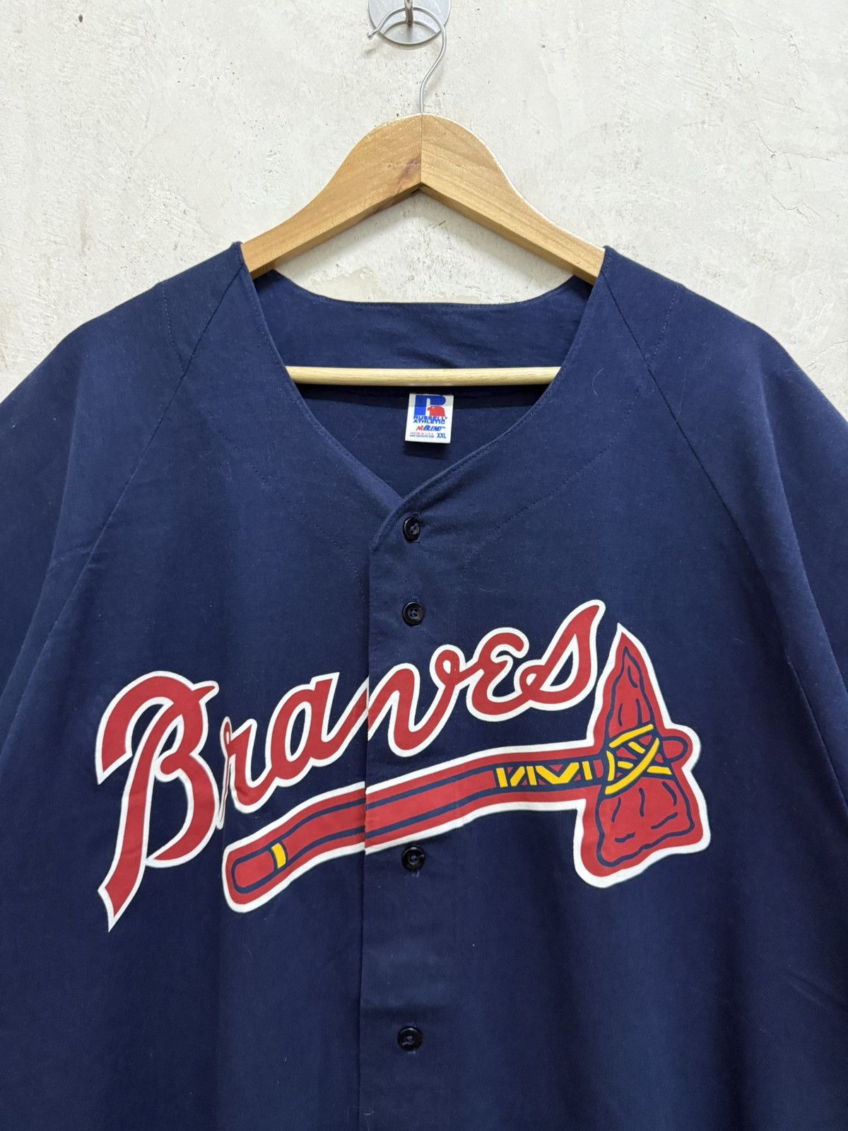 Vintage Vintage Atlanta Braves MLB Button Up t shirt Size US XL / EU 56 / 4 - 2 Thumbnail