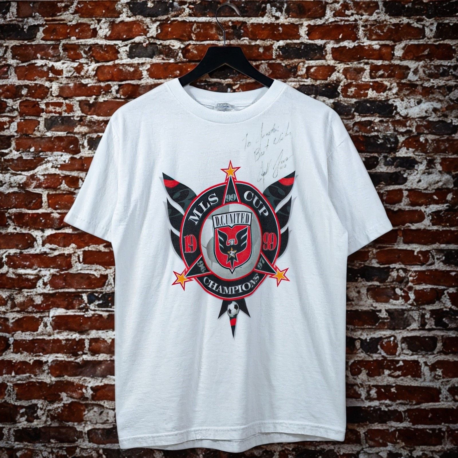 Adidas Jeff Agoos Signed DC United 99 MLS Cup Champs T-Shirt Adidas Size US S / EU 44-46 / 1 - 2 Thumbnail
