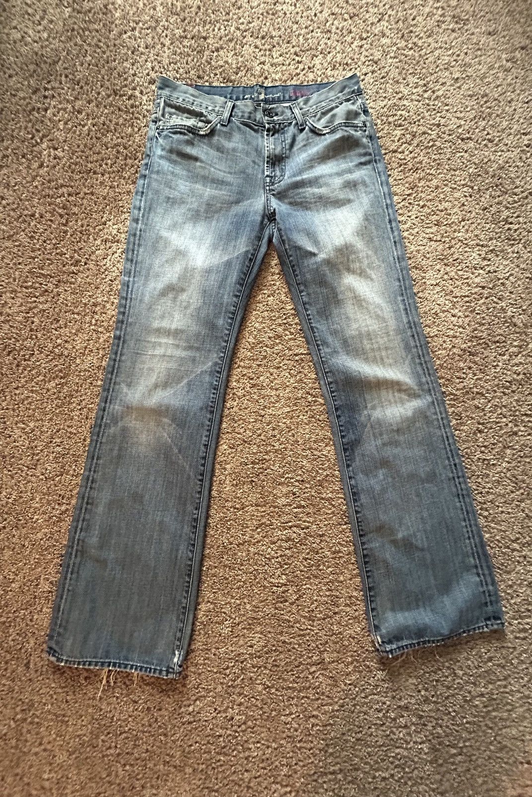 7 For All Mankind × Vintage Vintage Distressed Bootcut Jeans Size US 31 - 1 Thumbnail