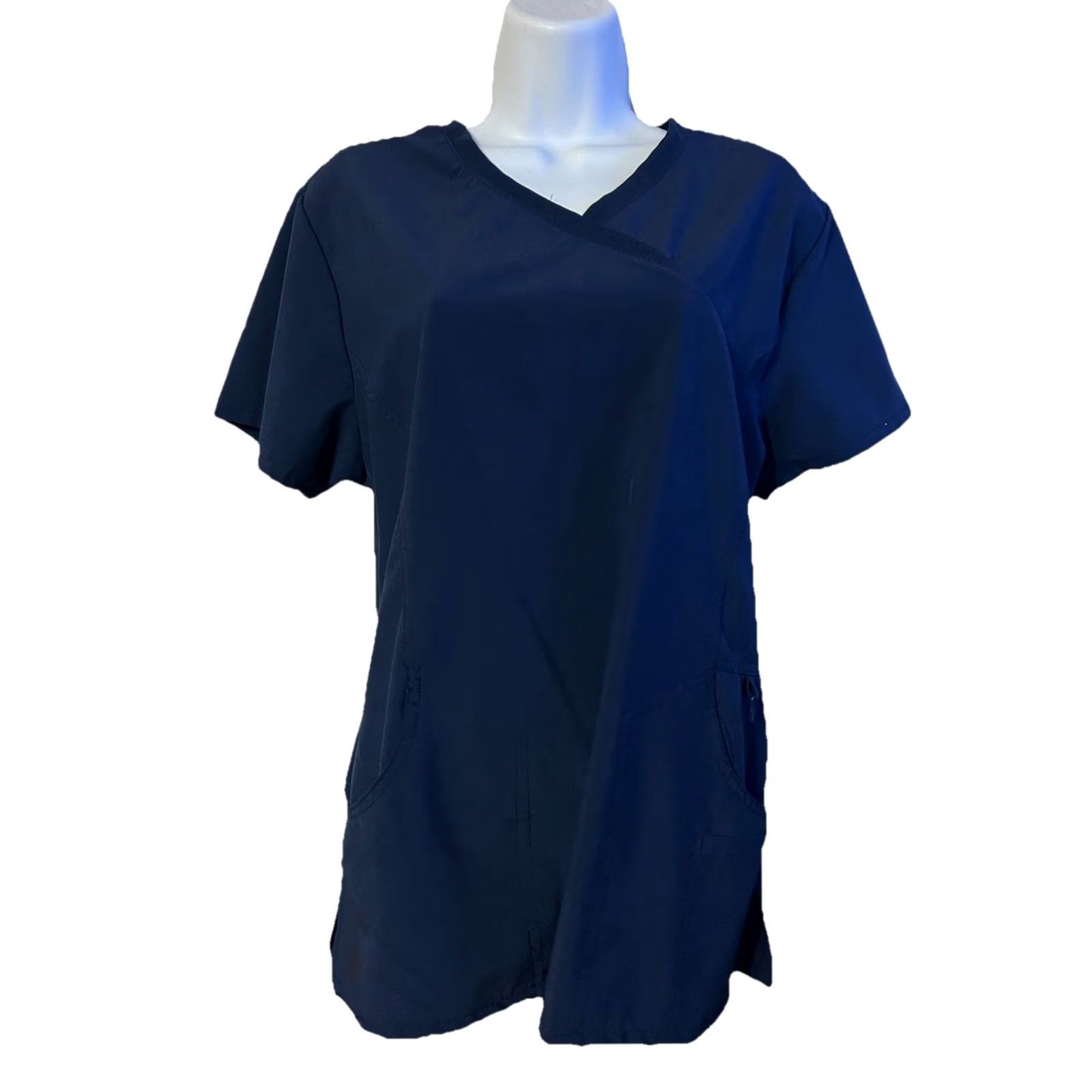 Vintage Scrubaid Scrub Top Women Medium Navy Blue Short Sleeve V Neck Pockets Size M / US 6-8 / IT 42-44 - 2 Thumbnail