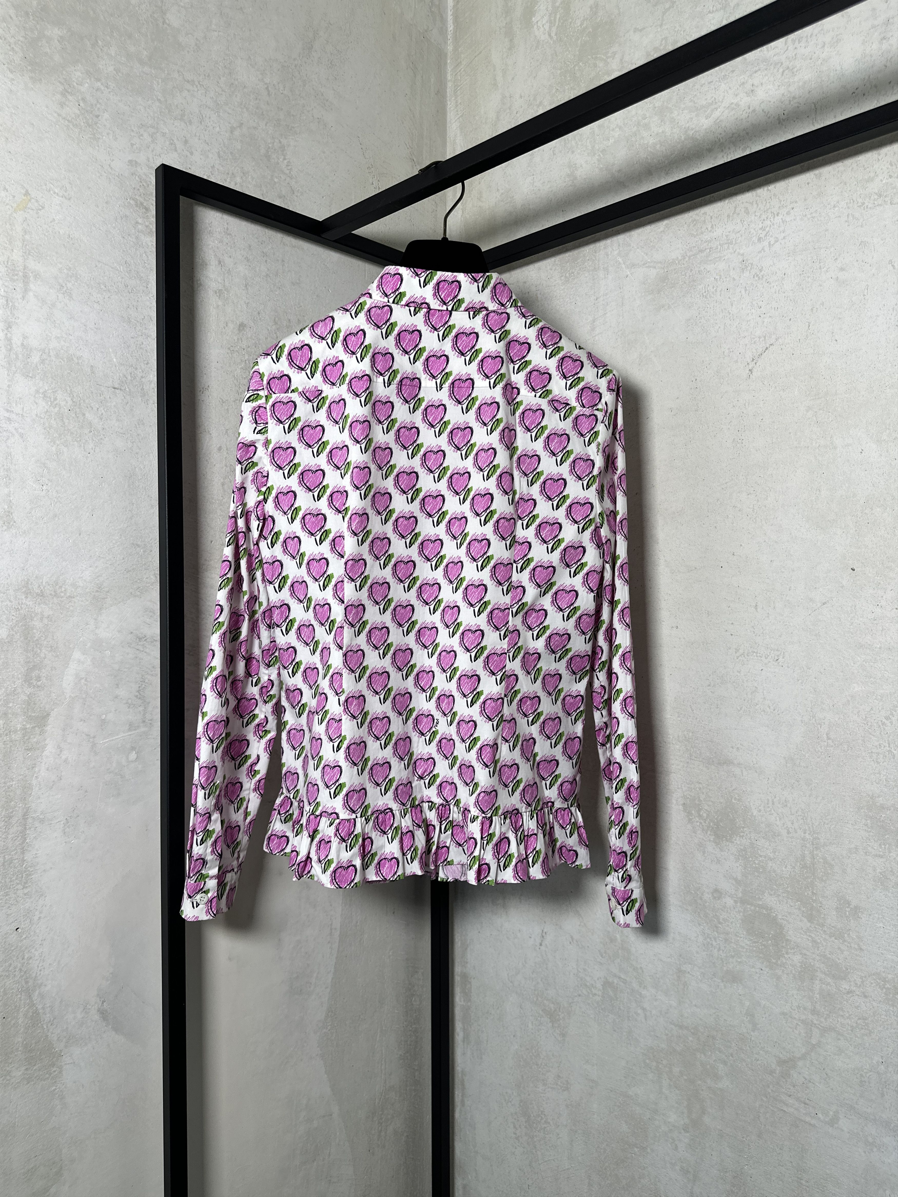 Prada Prada Heart Print Ruffle Shirt Size M / US 6-8 / IT 42-44 - 3 Thumbnail