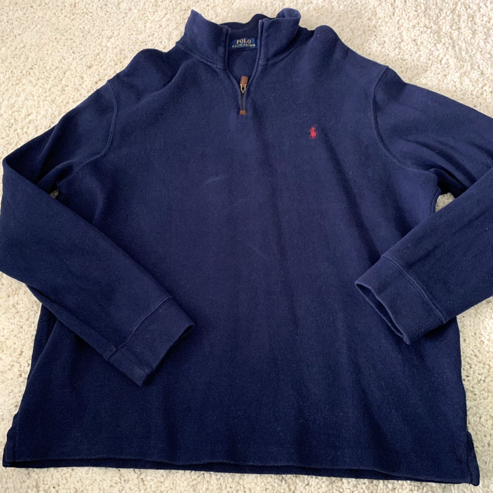 Polo Ralph Lauren POLO Ralph Lauren Estate Rib Sweater Mens XL 1/4 Zip Pullover Blue Cotton Size US XL / EU 56 / 4 - 6 Thumbnail