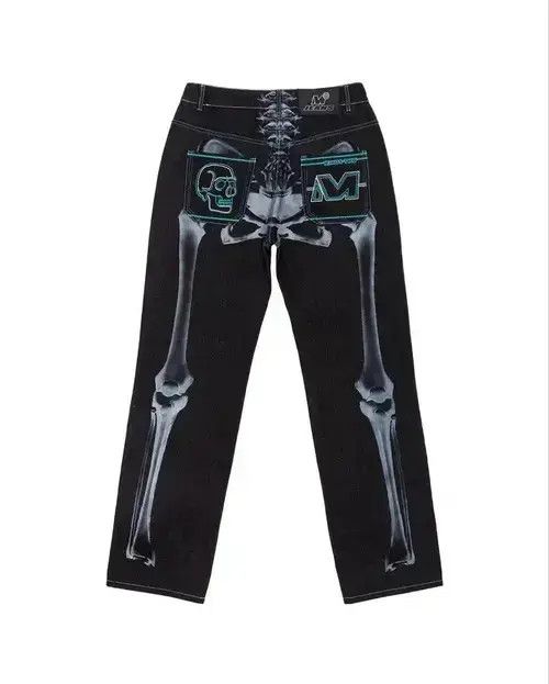Japanese Brand VIBE Skull Graphic Print Jeans Size US 29 - 6 Thumbnail