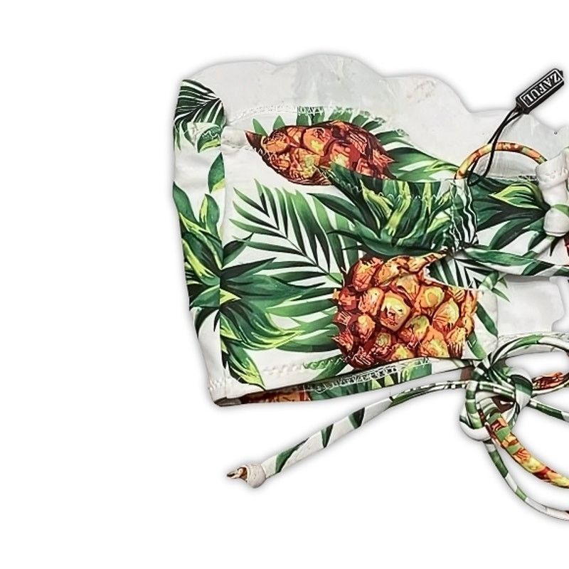 Other Zaful Bandeau Swimsuit Top Vibrant Pineapple White/Green W 4 Size ONE SIZE - 2 Thumbnail