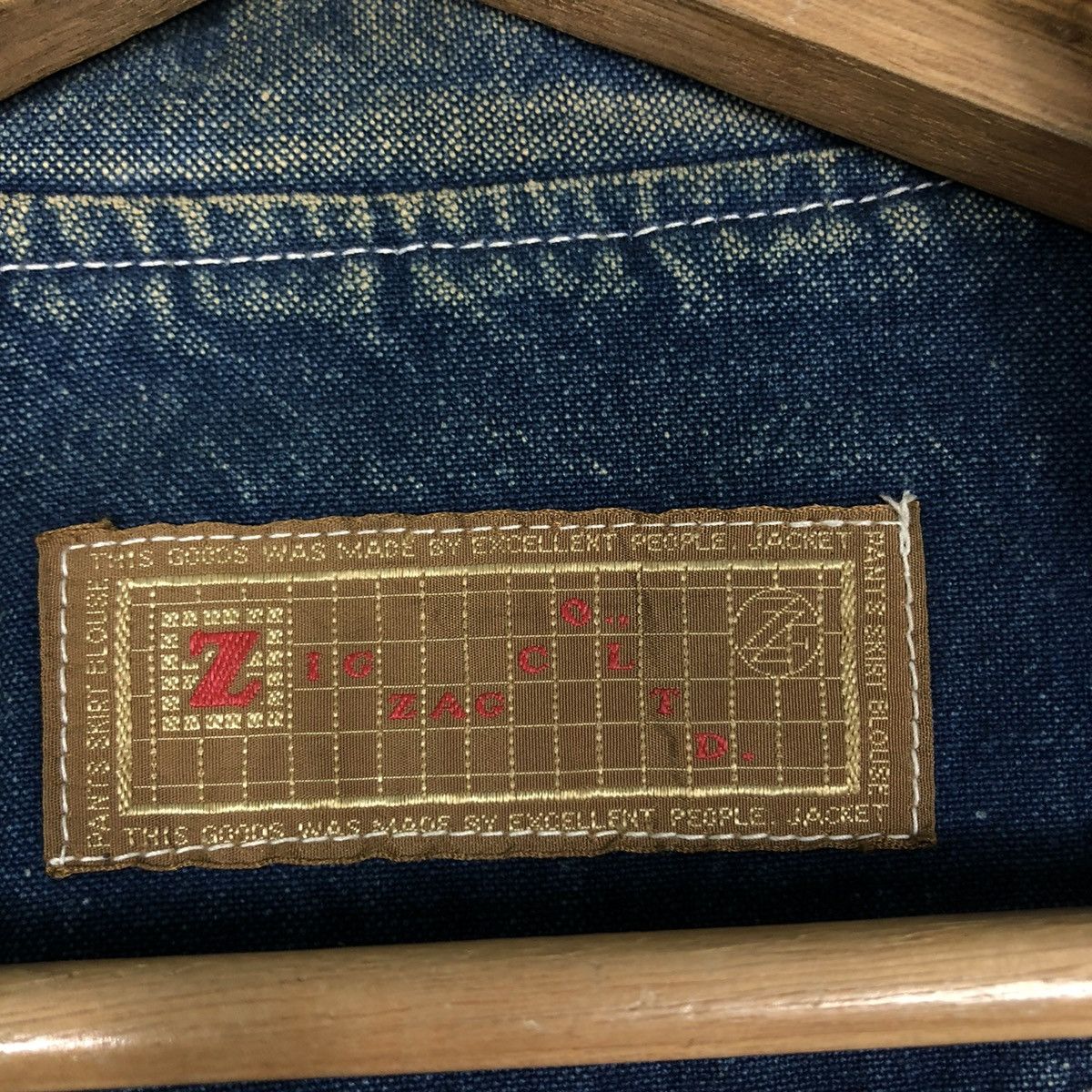 Japanese Brand 🔥VINTAGE BOMBER JACKET DENIM ZIG ZAG DOUBLE COLLAR Size US M / EU 48-50 / 2 - 21 Thumbnail