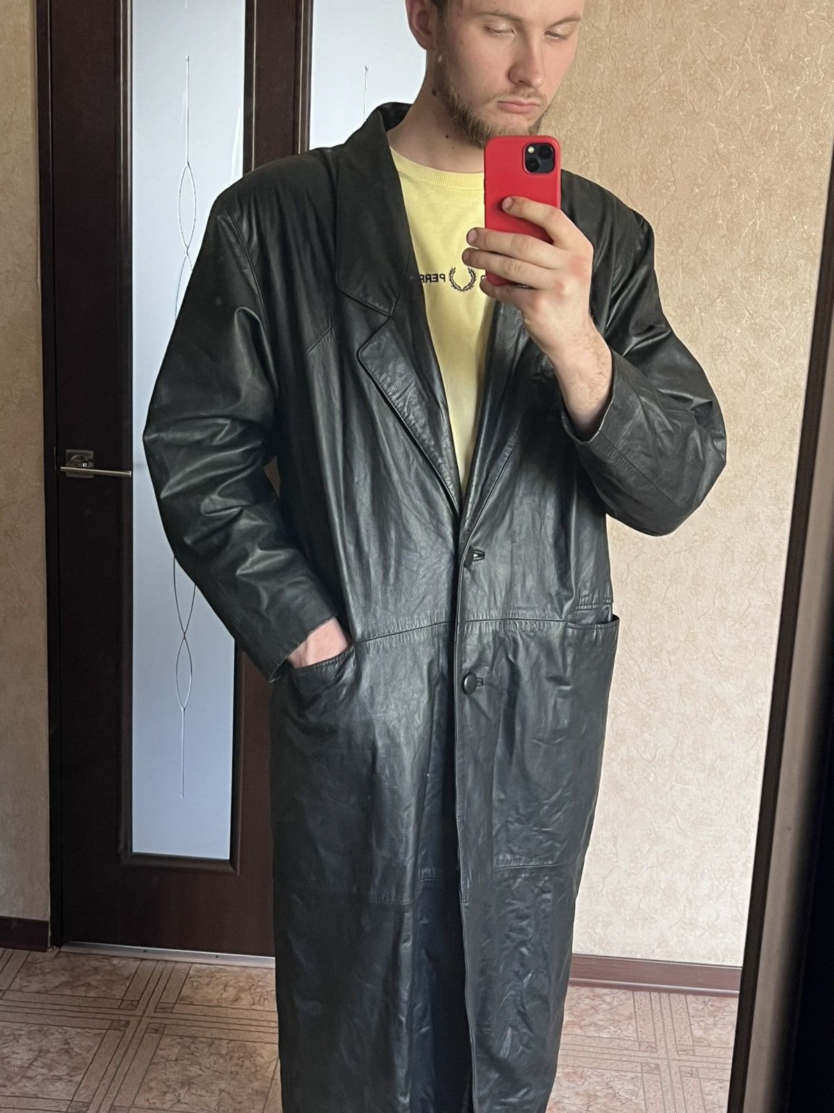 Vintage Vintage Comint Leather Coat Jacket Black minimalistic retro Size US XL / EU 56 / 4 - 6 Thumbnail