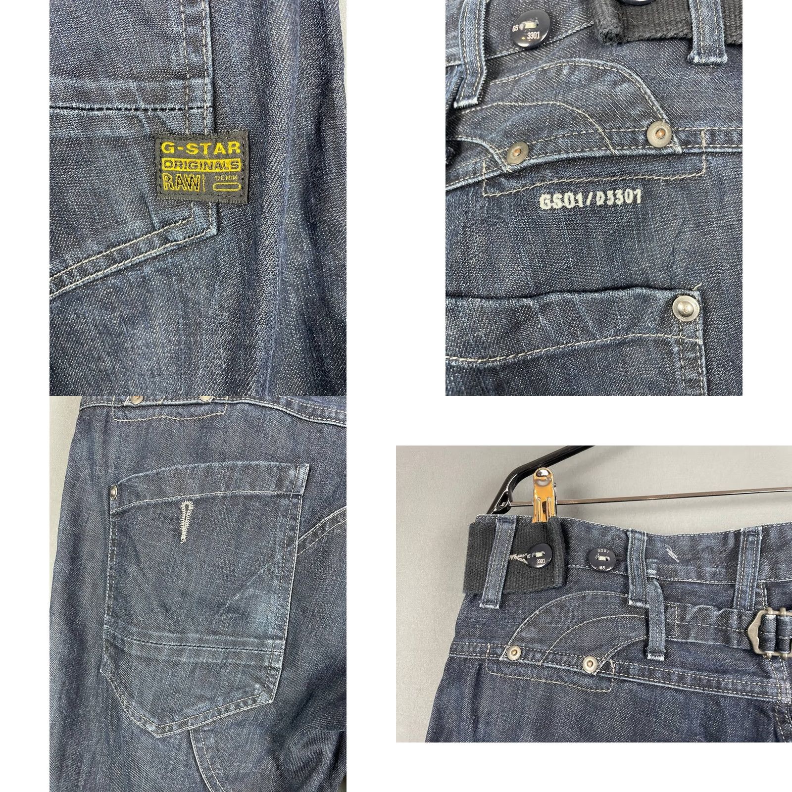 G-Star G-Star Jeans Main Street Mens Cargo Denim Cotton Straight Leg Blue 41in Waist 32in Inseam Belt Loop Regular Fit 33 Medium Wash Vintage No Size US 33 - 10 Thumbnail