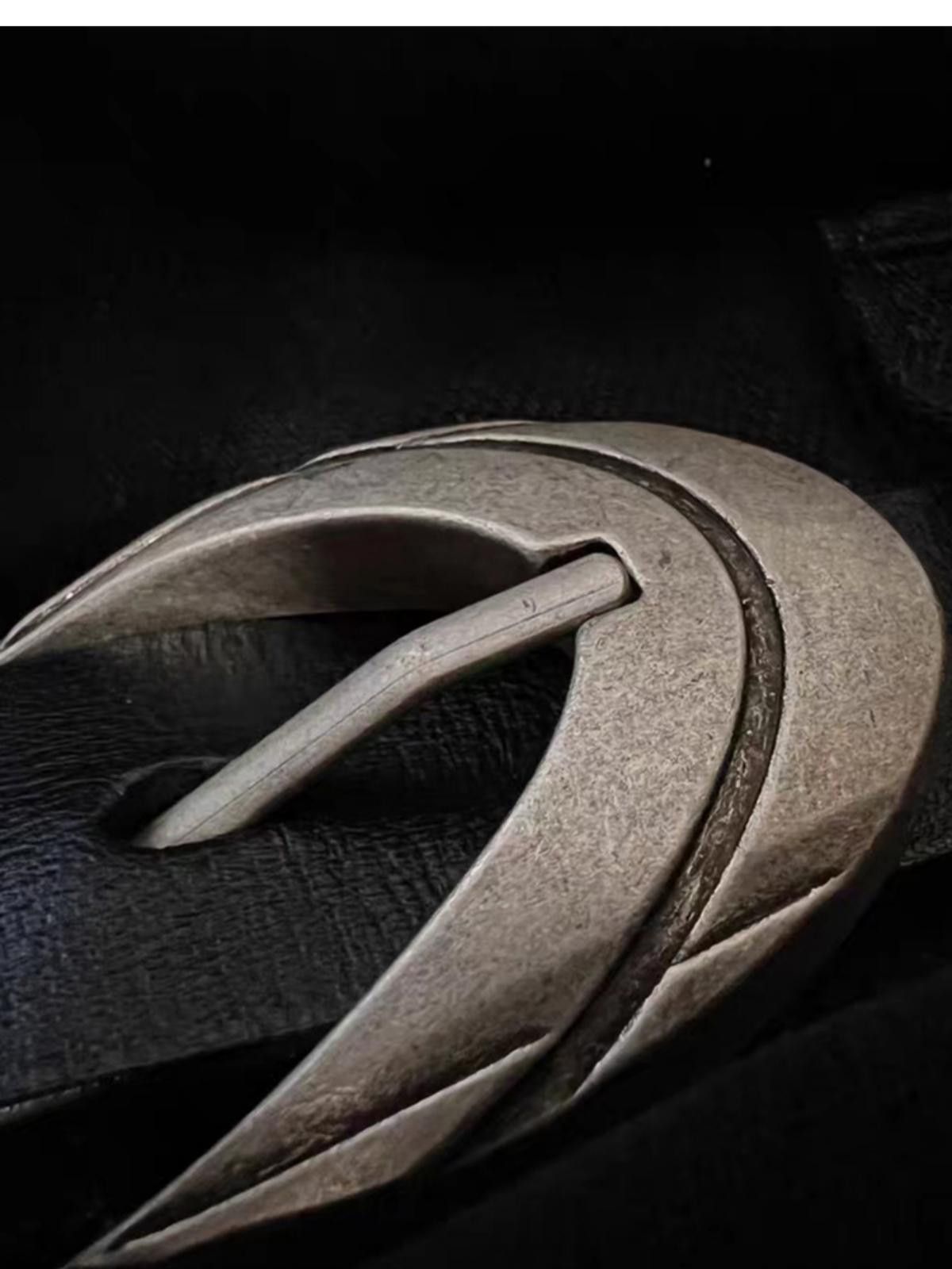 Jewelry × Leather Black PU Leather Belt with Unique Buckle Size ONE SIZE - 6 Thumbnail