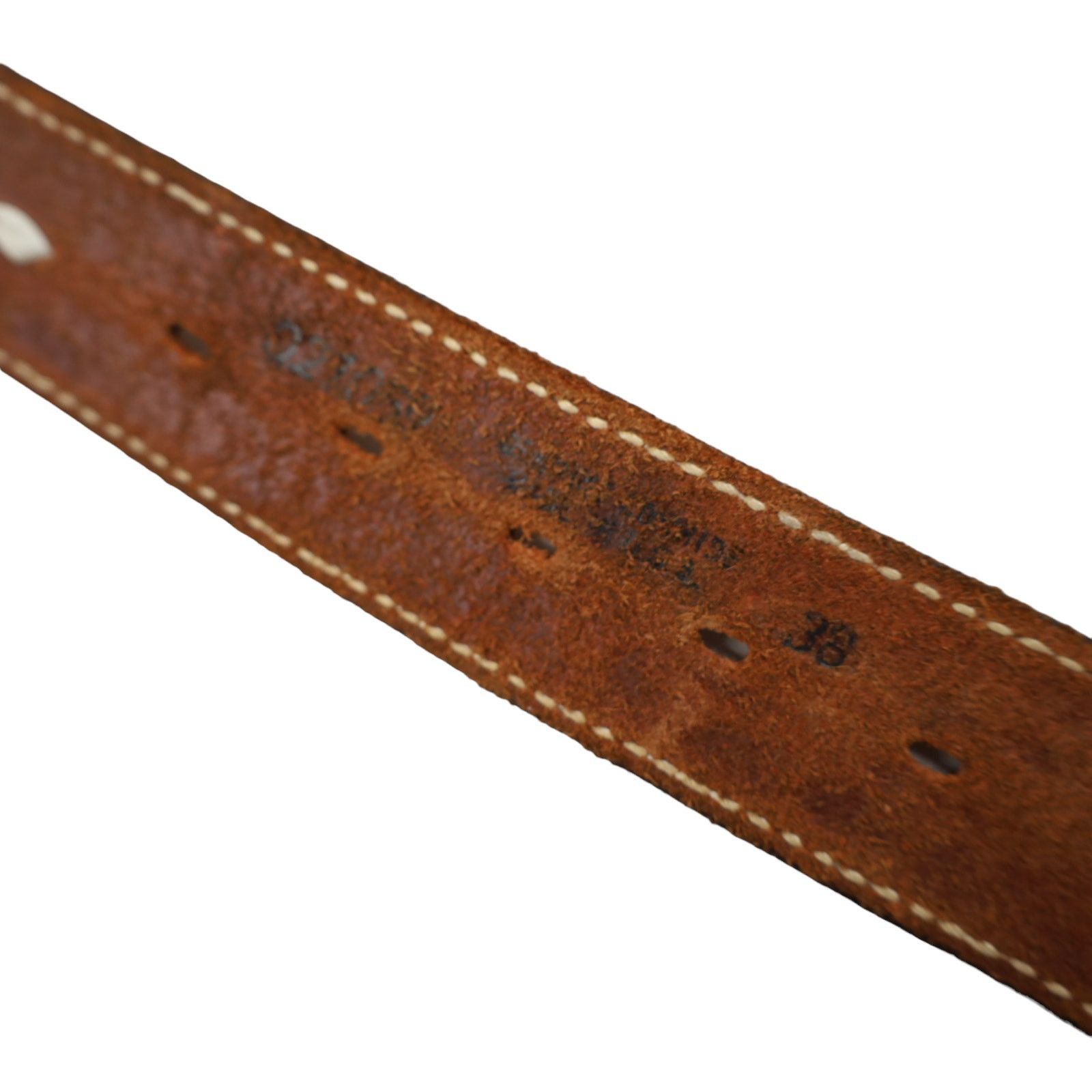 Vintage Vintage Carves Chariot Belt Buckle TexTan Woven Leather Belt Size 38 - 7 Thumbnail