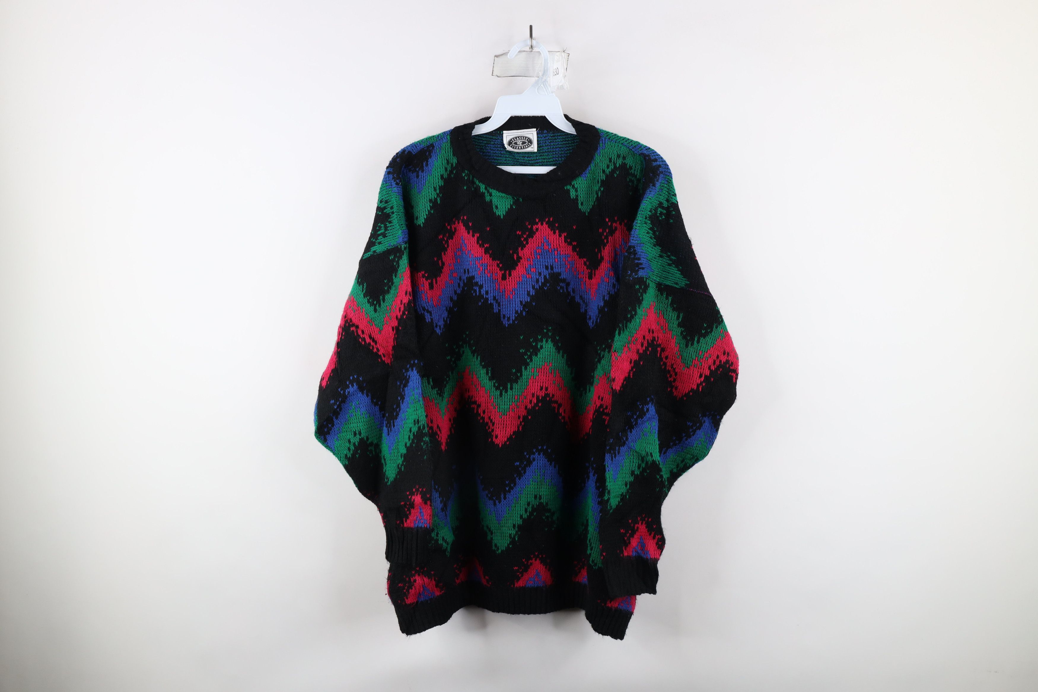 Vintage Vintage 90s Coogi Style Rainbow Zig Zag Knit Sweater Size XXL / US 16-18 / IT 52-54 - 1 Thumbnail