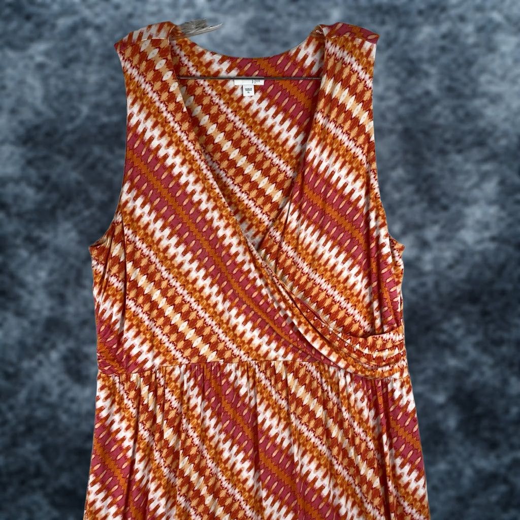 J. Jill J. Jill Maxi Dress Womens XL Orange Floral Boho Sleeveless Knit V-Neck Pullover Size XL / US 12-14 / IT 48-50 - 1 Thumbnail