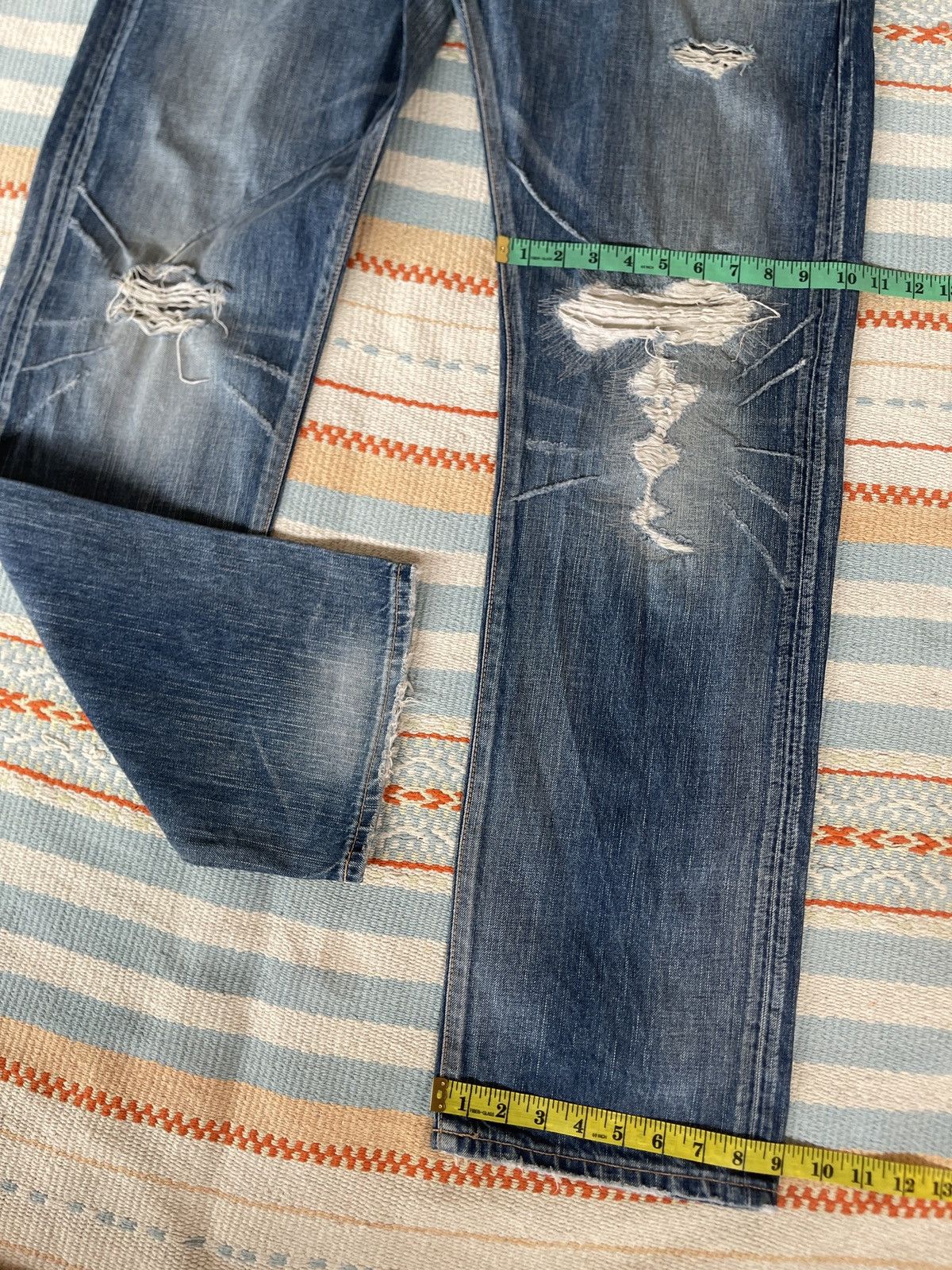 Edwin Vintage 90s🔥EDWIN✖️MURDER Squared🔥EMBROIDERY Distressed Denim Size US 38 / EU 54 - 7 Thumbnail