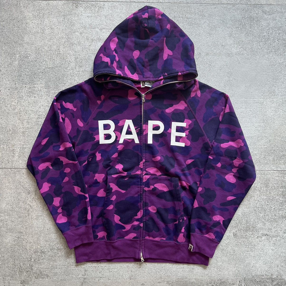 Bape A Bathing Ape BAPE Purple Spell Out Camo Full Zip
