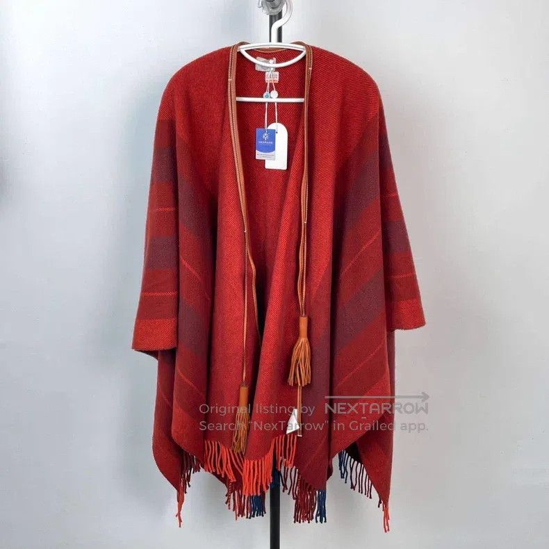 Hermes Hermes Fringed shawl, dark red Size ONE SIZE - 1 Thumbnail
