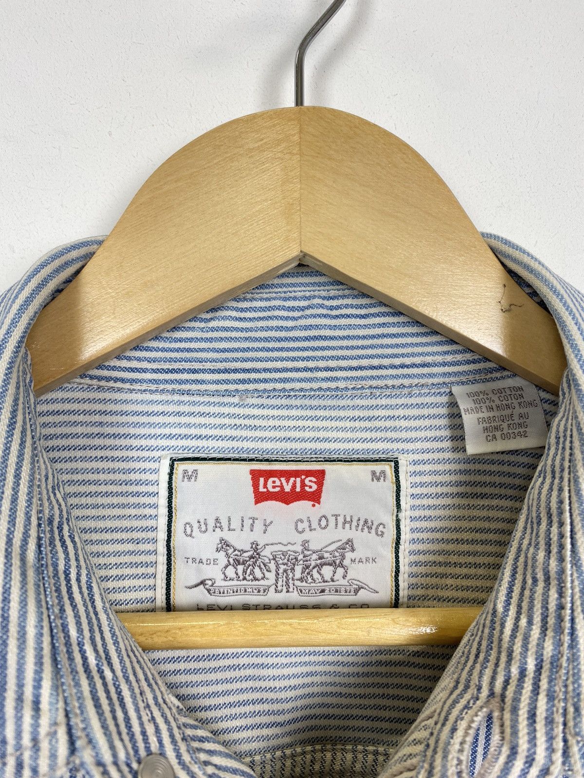 Levi's Vintage 90’s Levi’s Striped Shirt Heavyweight Men’s Y2K Blue Size US M / EU 48-50 / 2 - 6 Thumbnail