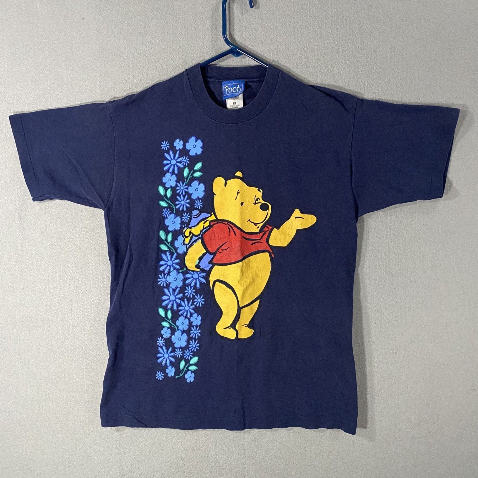 Disney Vtg Disney Winnie the Pooh Blue Floral Flower Shirt Large Size US L / EU 52-54 / 3 - 1 Thumbnail