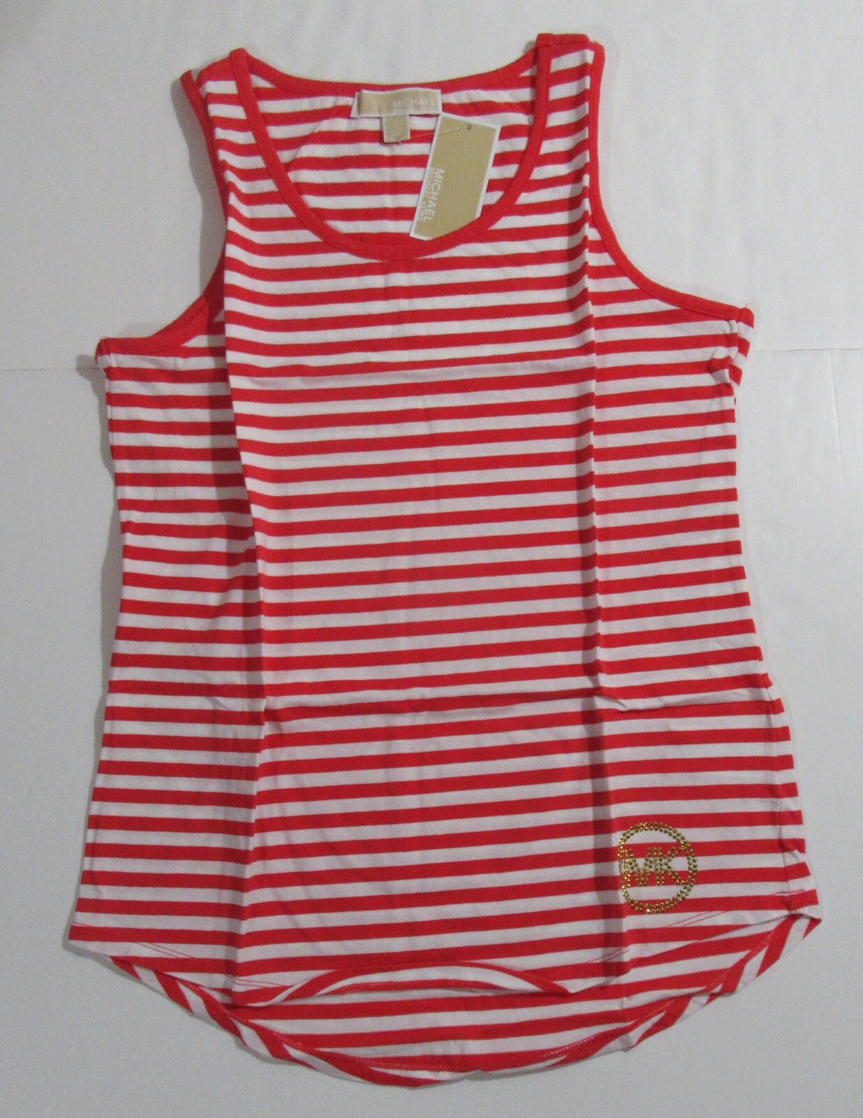 Michael Kors Michael Kors Studded MK Logo Tank Top Shirt Striped NEW L Size L / US 10 / IT 46 - 1 Thumbnail
