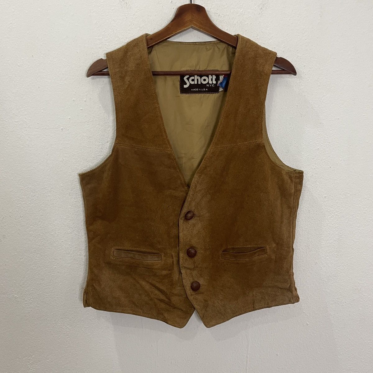 Schott Vintage 80s Schott N.Y.C Leather Sleeveless Jacket Size US S / EU 44-46 / 1 - 1 Thumbnail
