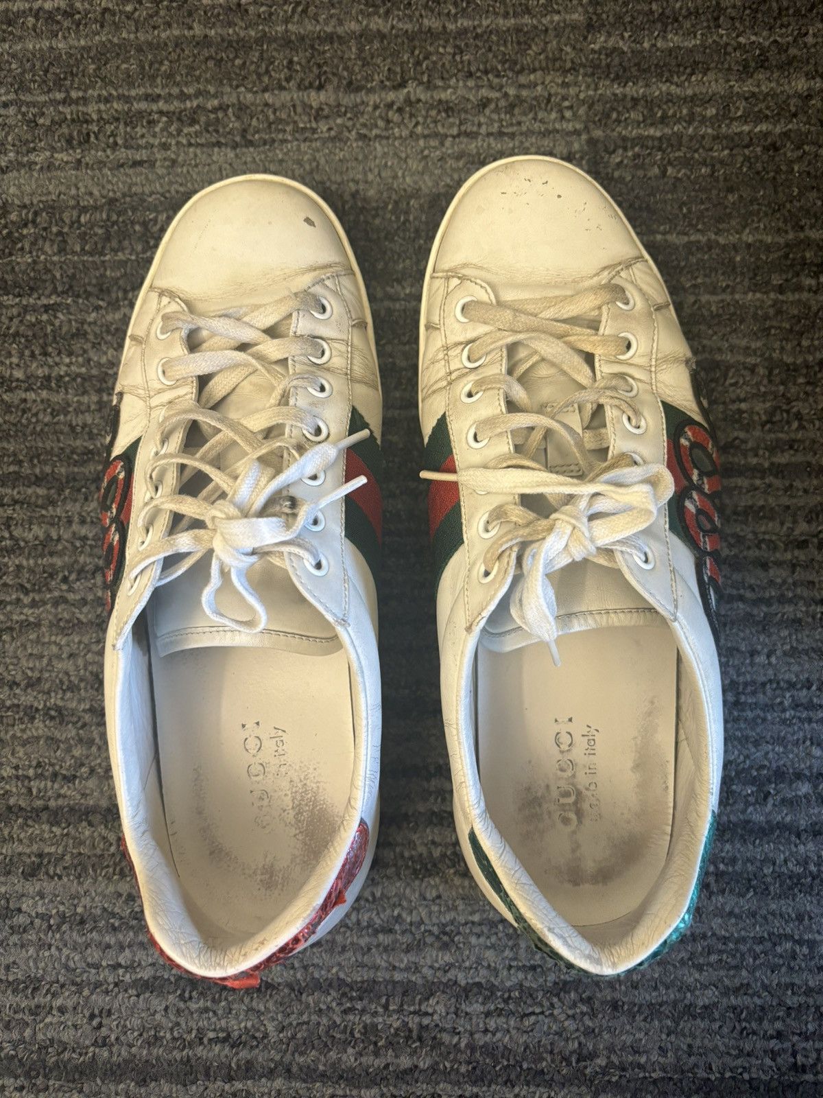 Gucci Gucci Ace Sneaker White Leather with King Snake Size US 9 / EU 42 - 4 Thumbnail